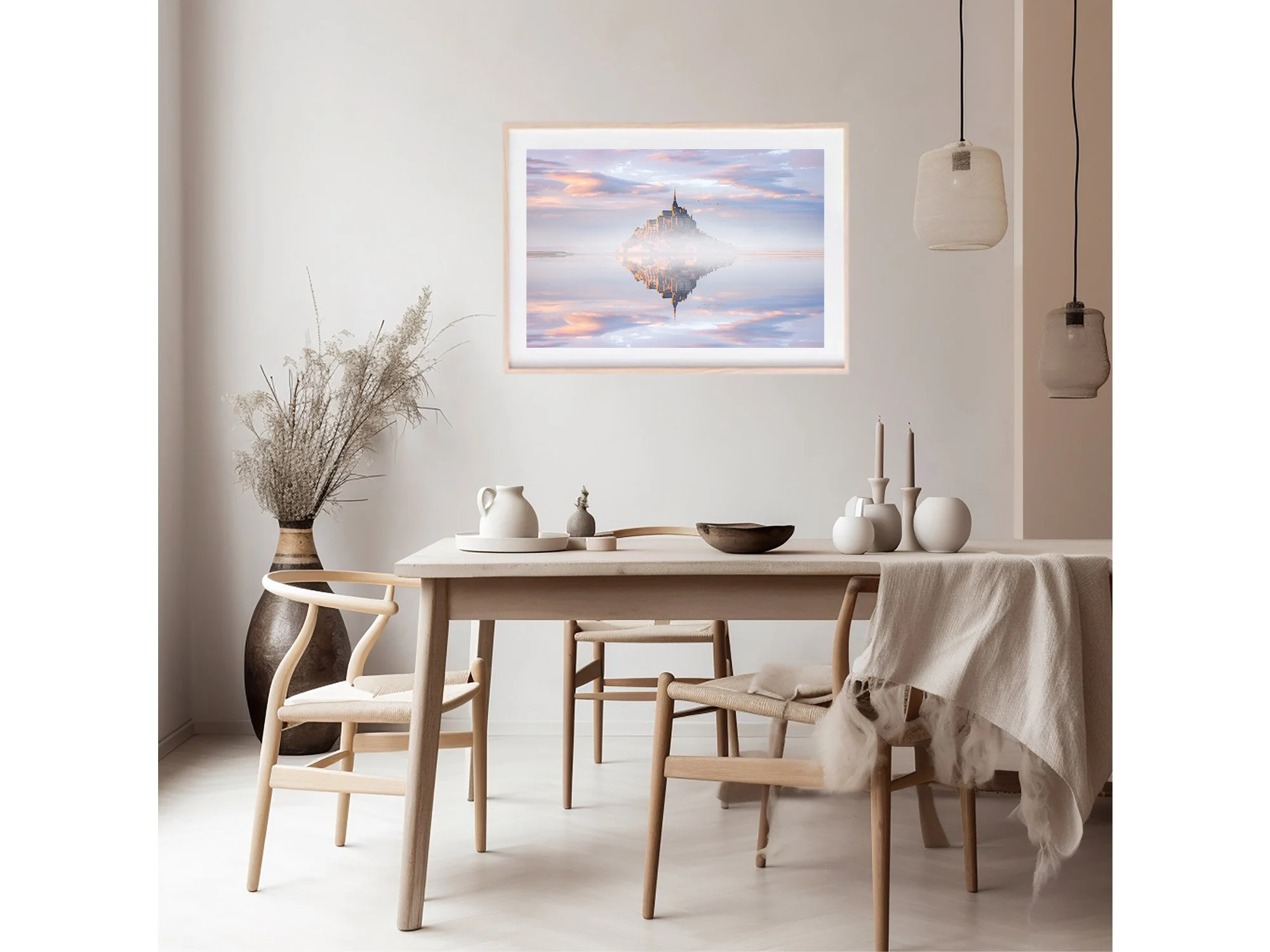 Mont St Michel Sunset Reflection Normandy France Print