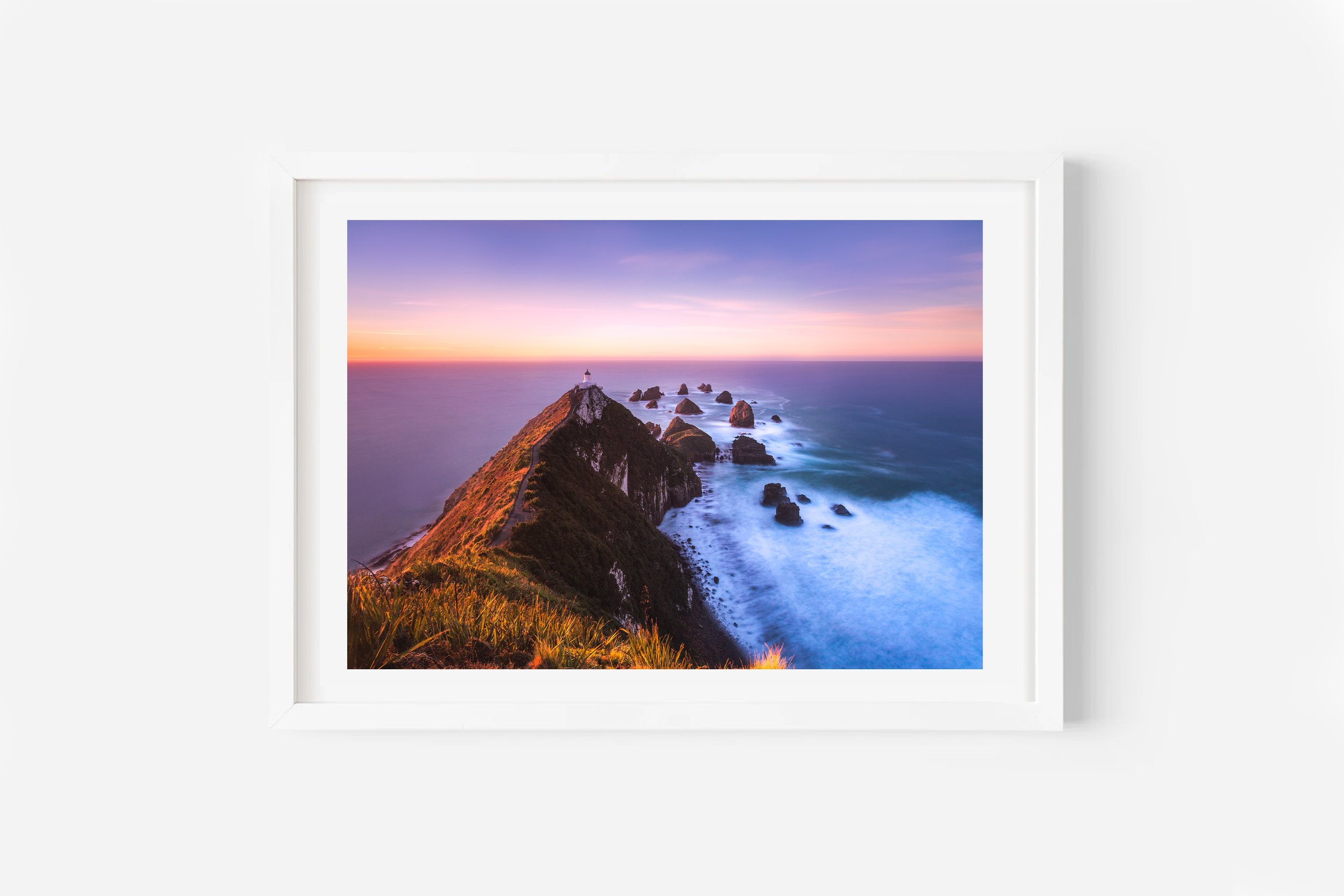 Nugget Point Lighthouse sunrise The Catlins NZ Print