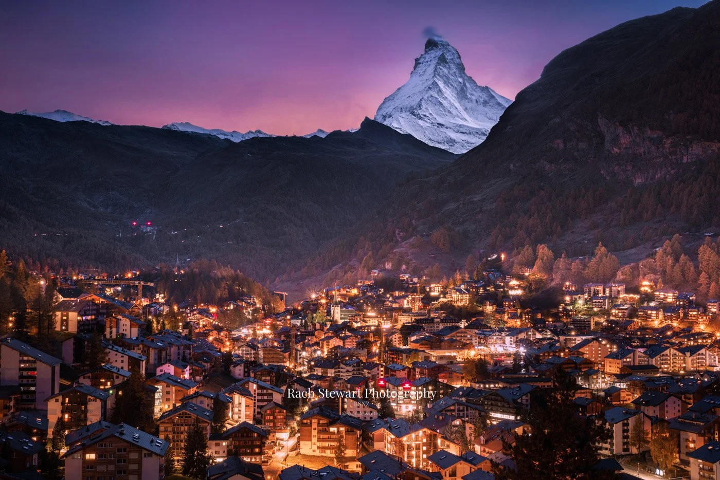 The Matterhorn Mountain Twilight, Zermatt Switzerland