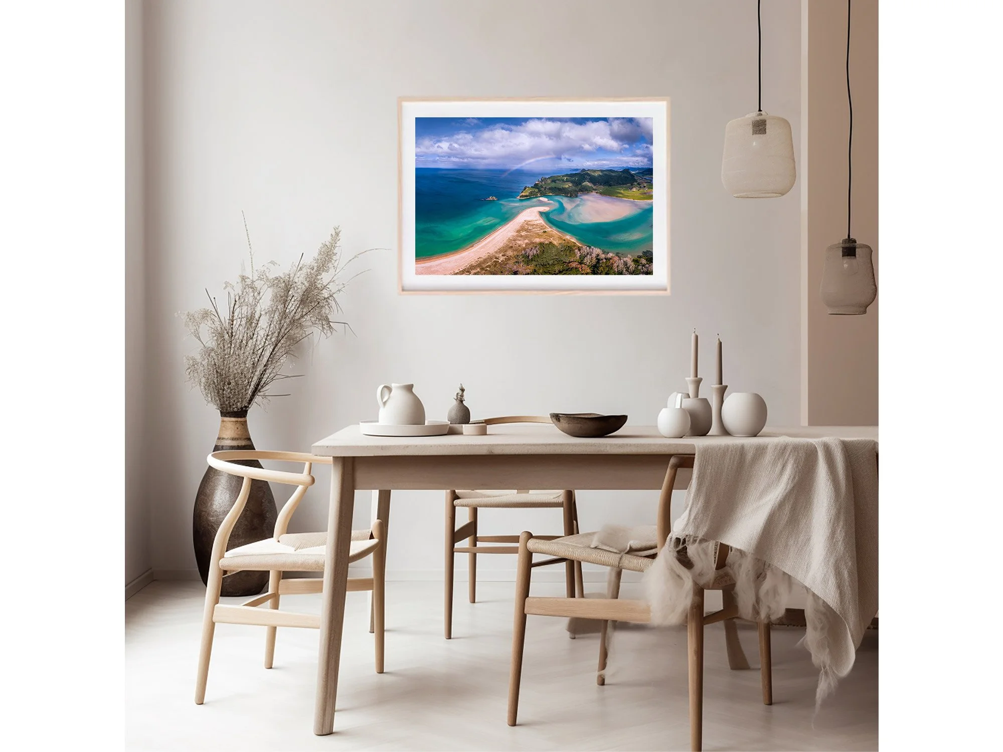 Opoutere Beach Coromandel aerial image NZ Print
