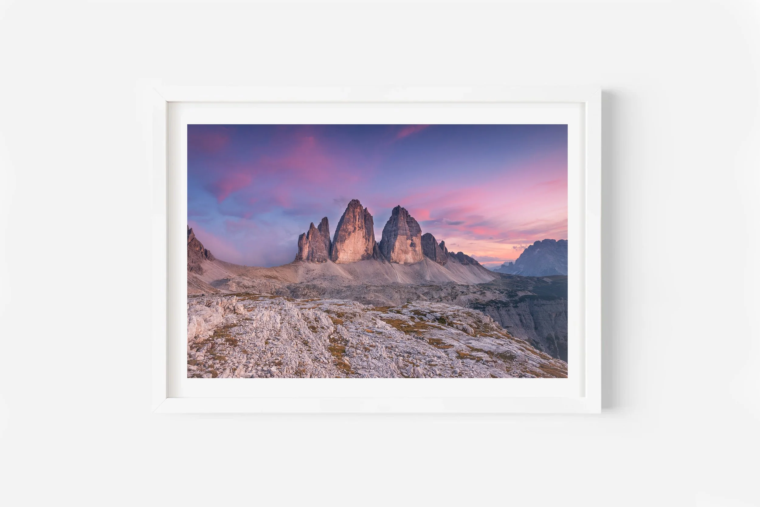 tre cime di lavaredo sunset dolomites italy print
