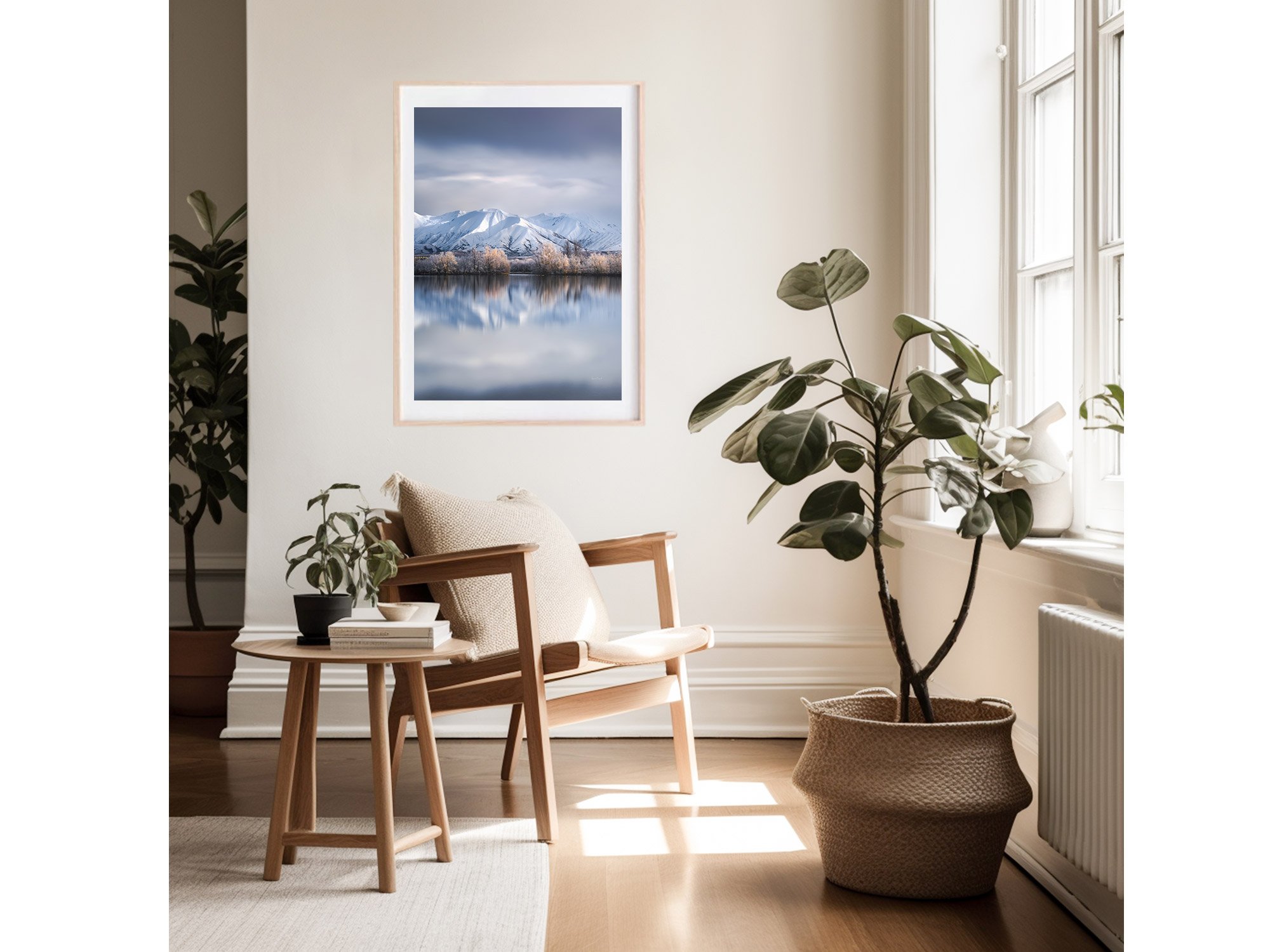 Hoar Frost reflection lake Twizel NZ Print