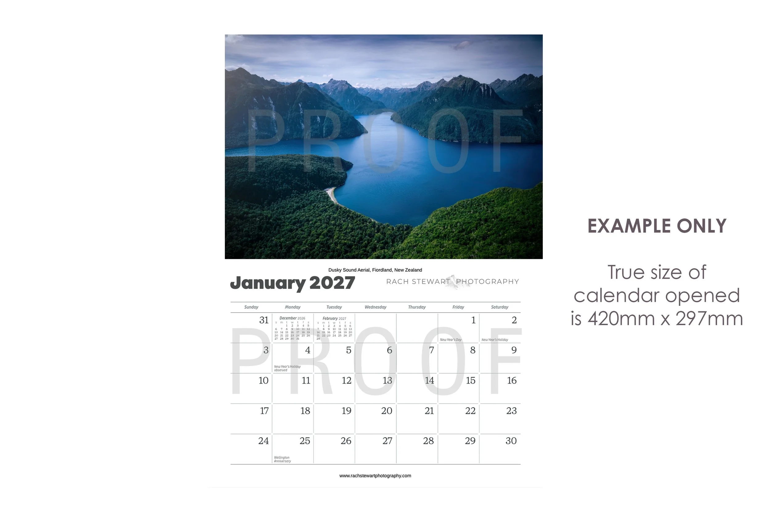 NZ Calendar 2027 - New Zealand Landscape Photography Rach Stewart