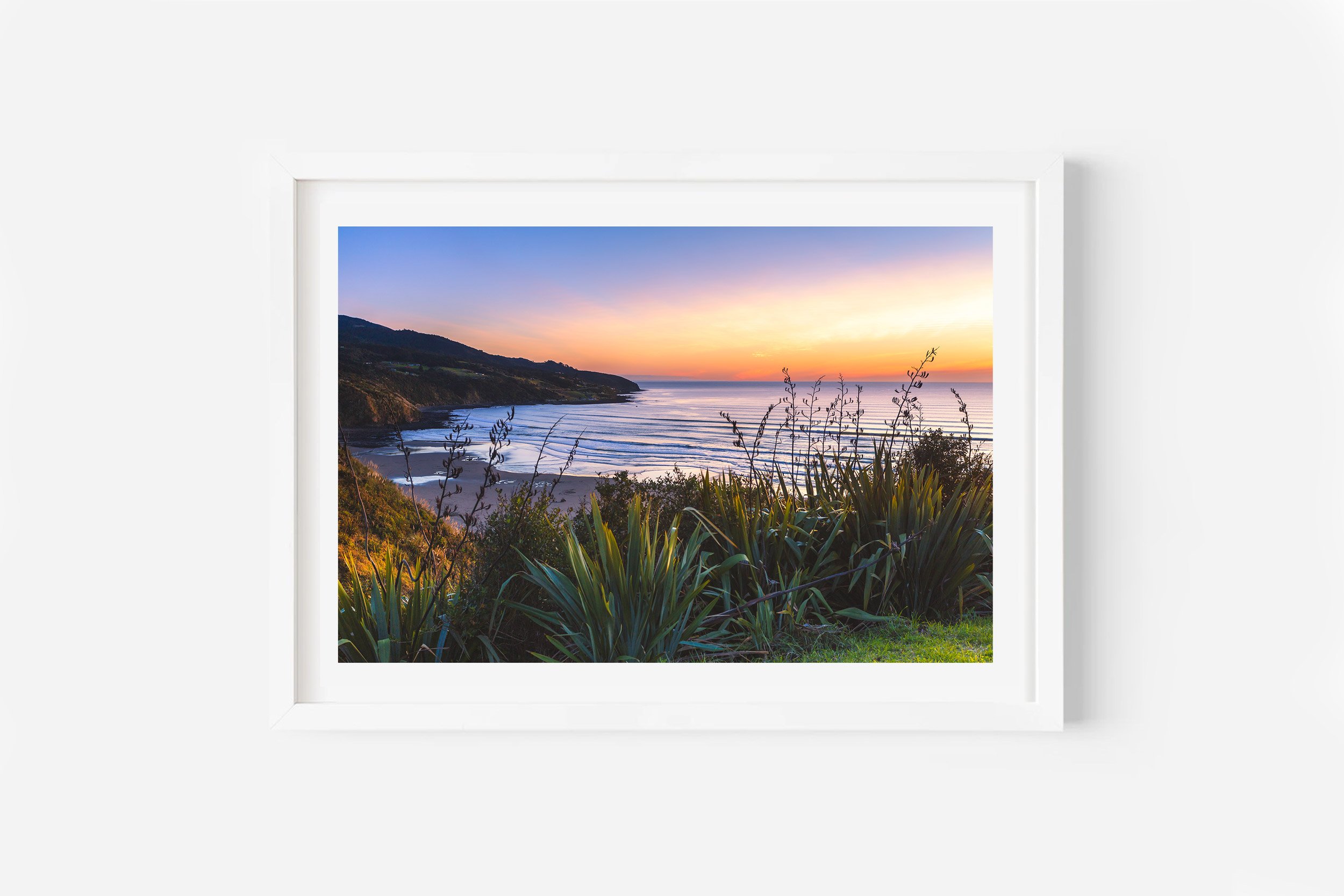 Raglan Ngarunui Beach Sunset Waikato NZ Print