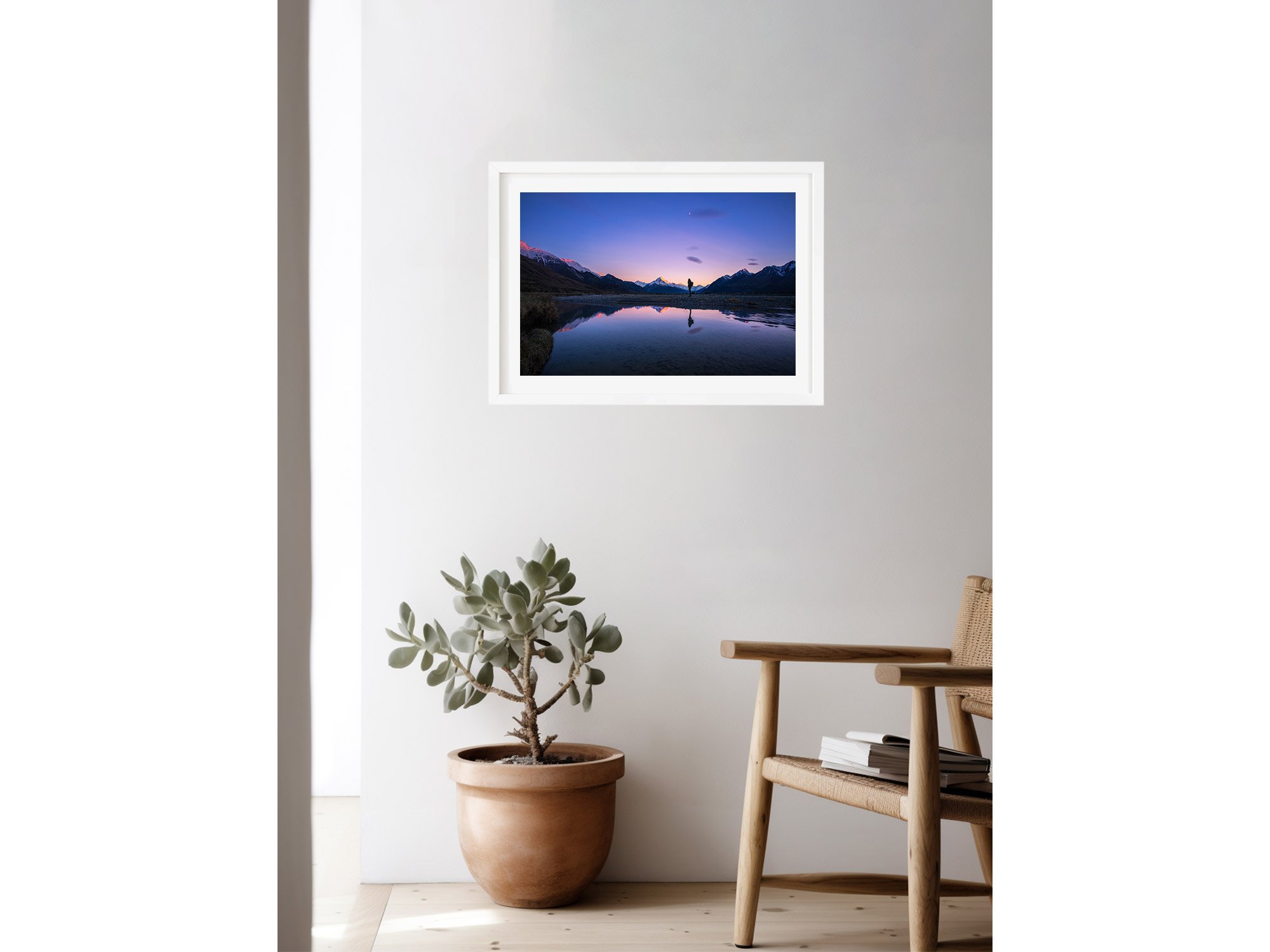 Mount Cook reflection river braid NZ Print