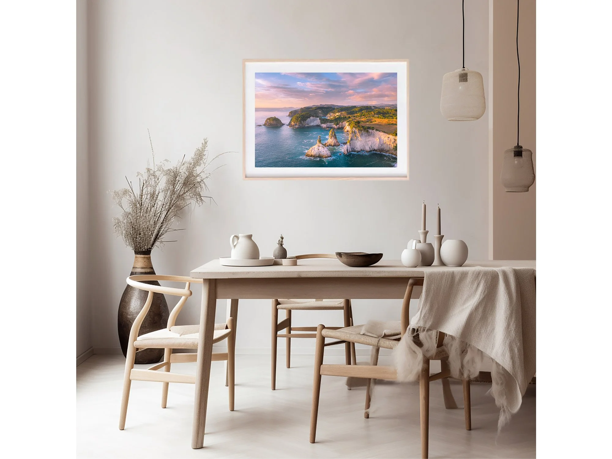 Champagne Rock Hahei Coromandel sunrise aerial NZ Print