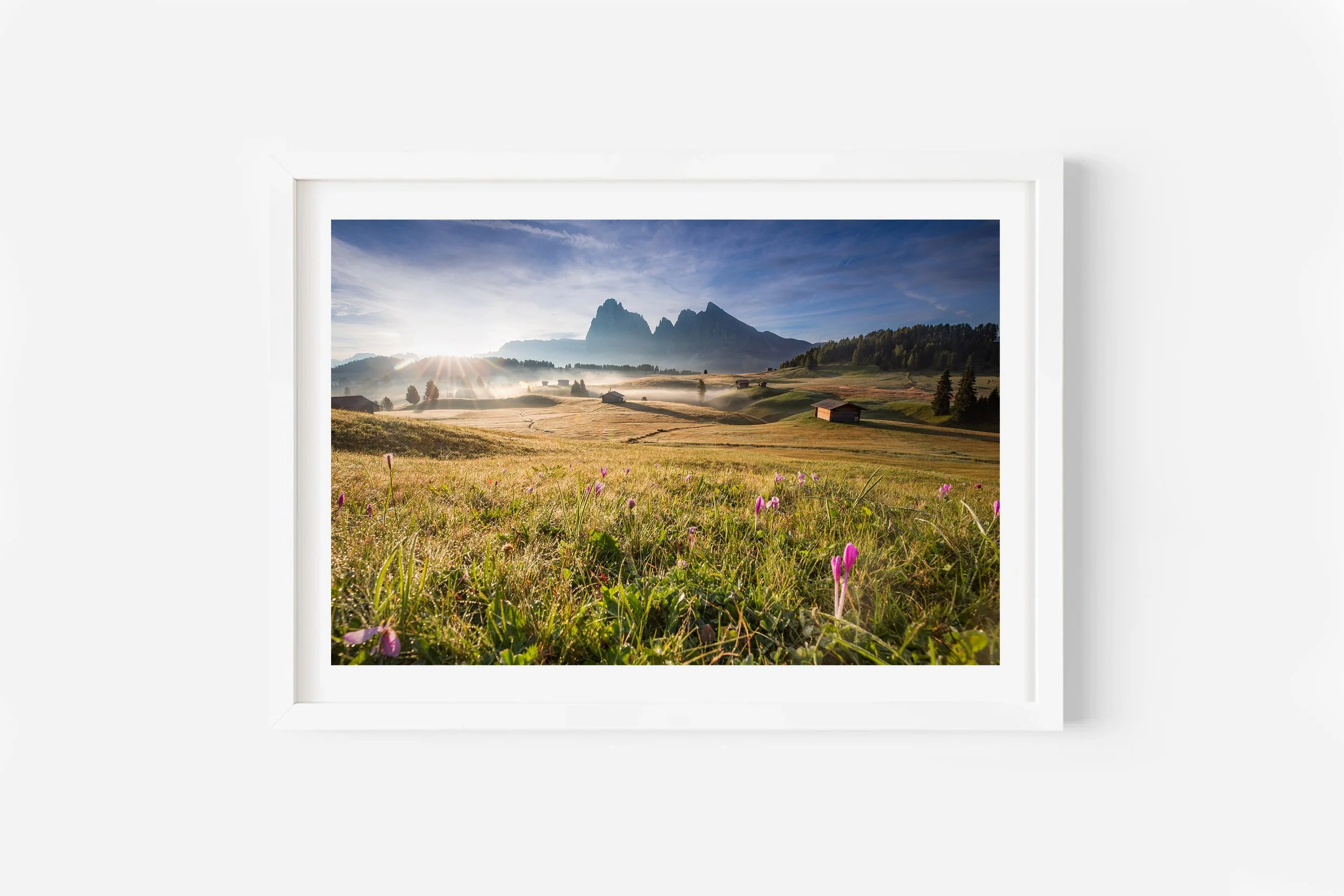 alpe di siusi seiser alm dolomites italy sunrise print