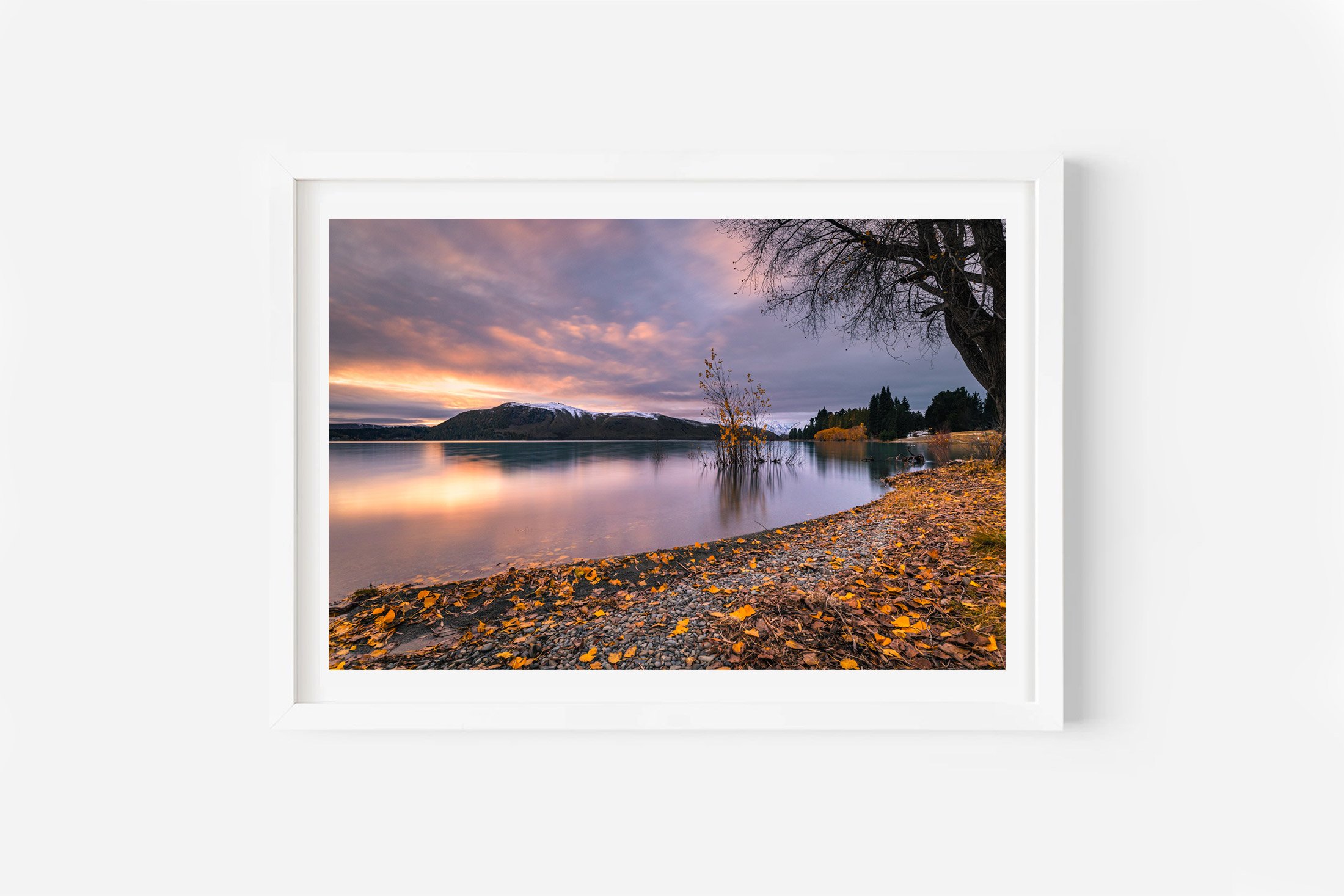 Lake Tekapo Autumn sunset reflection NZ Print