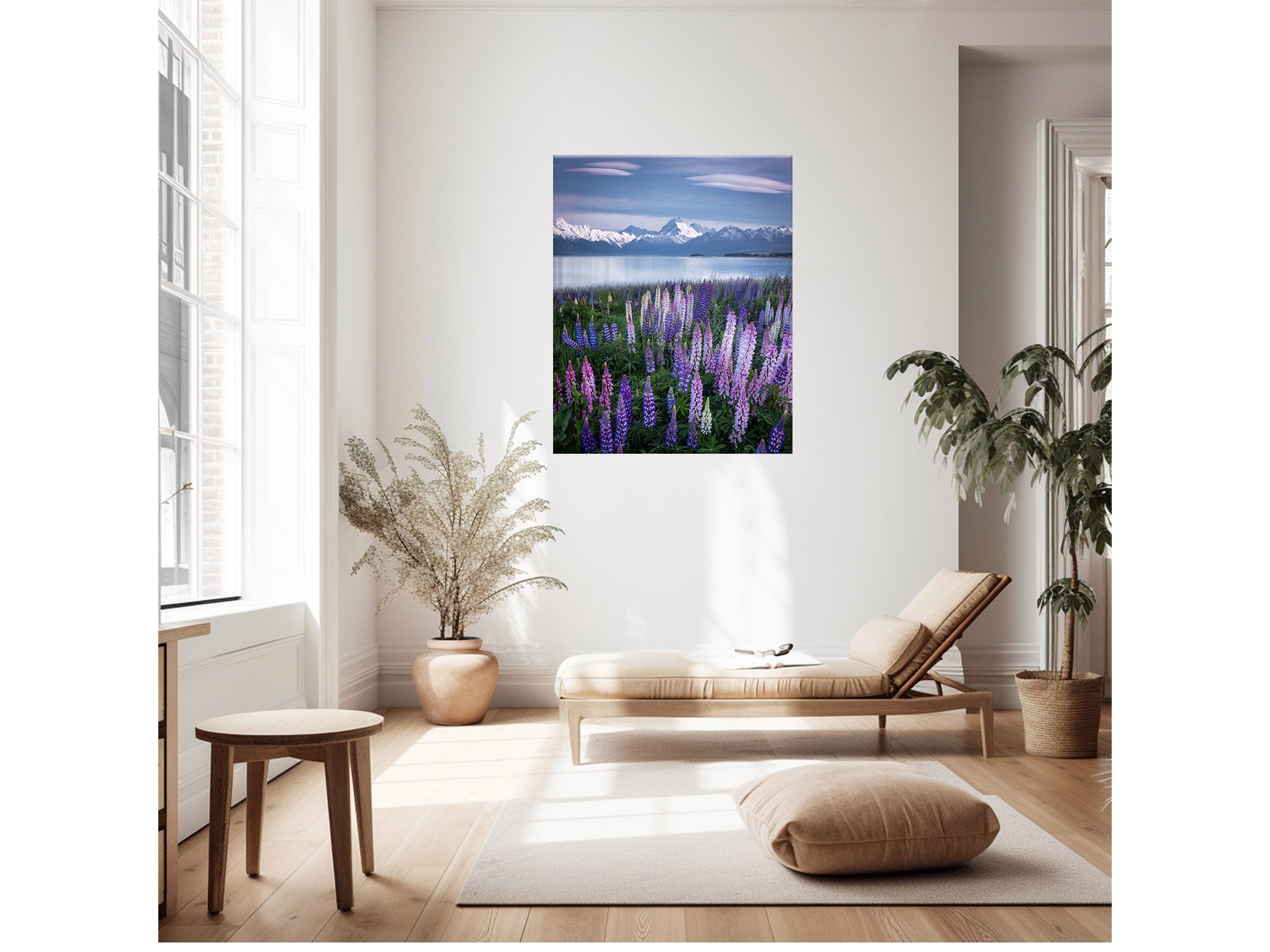 Lake Pukaki Mount Cook Lupins Spring Flowers NZ Print