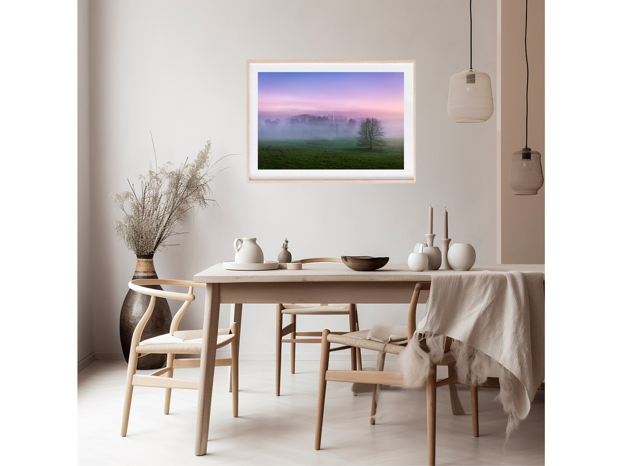 Waikato Fog Sunrise Rural Scene Print NZ
