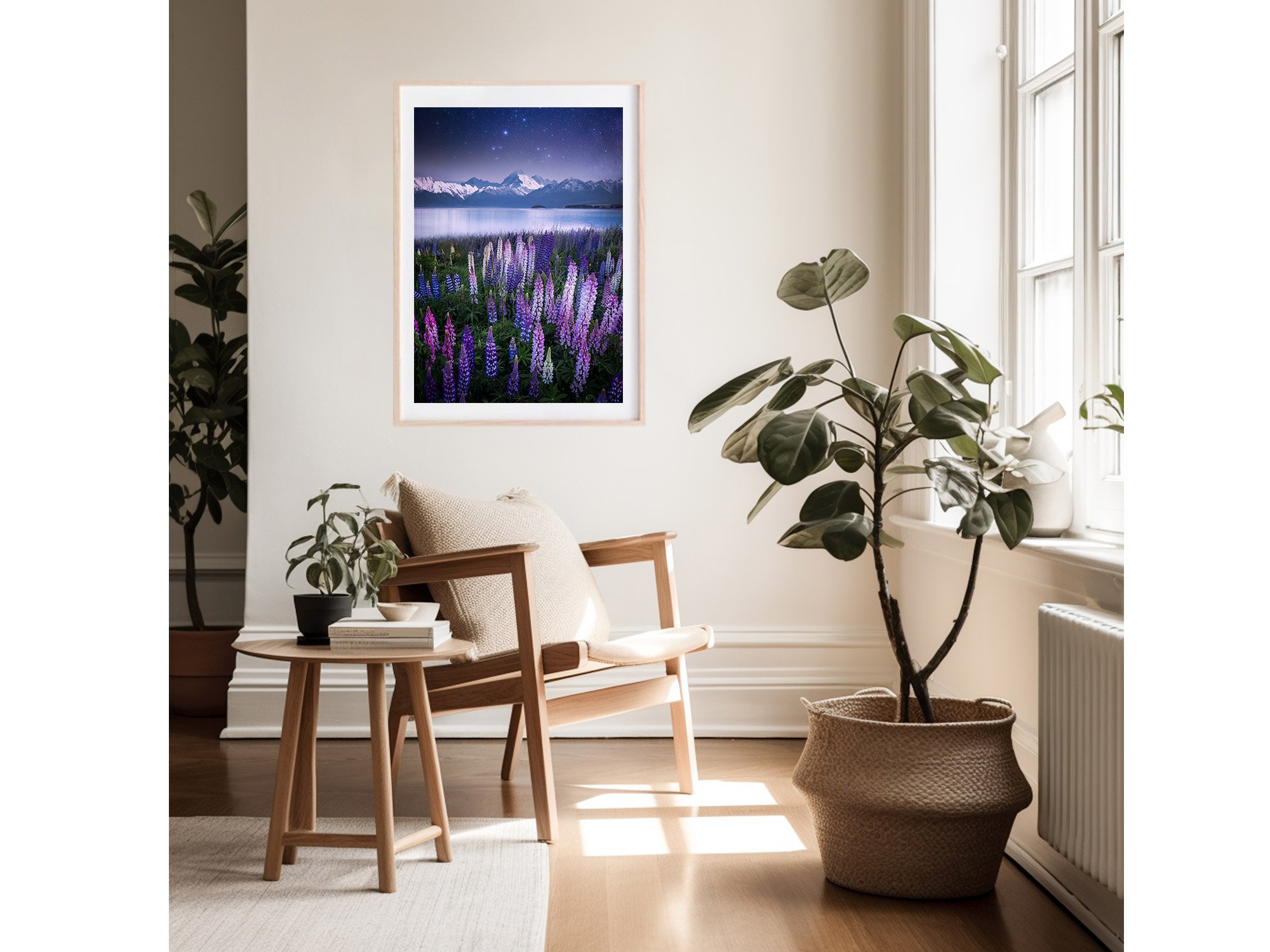 Lake Pukaki Mount Cook Lupins Spring Flowers NZ Print