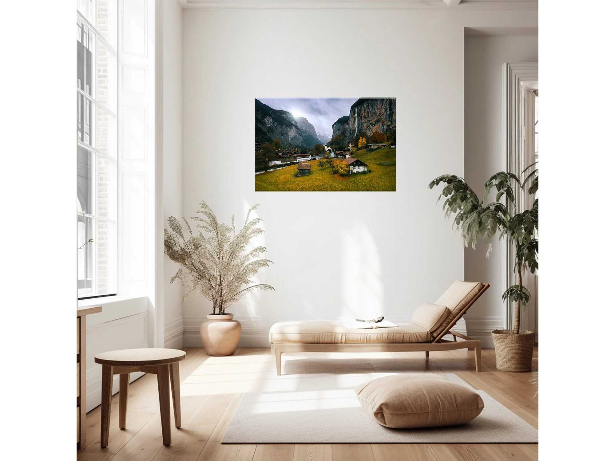 lauterbrunnen village Staubbach falls autumn switzerland print