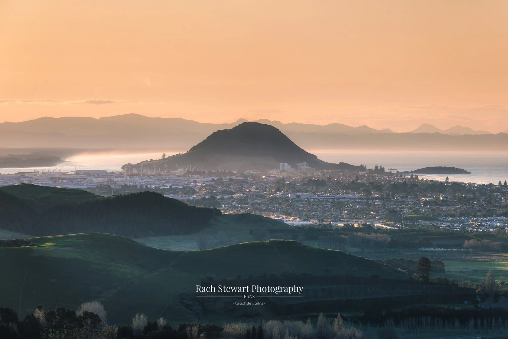 Mount Maunganui from Papamoa Hills Regional Park Bay of Plenty NZ Print
