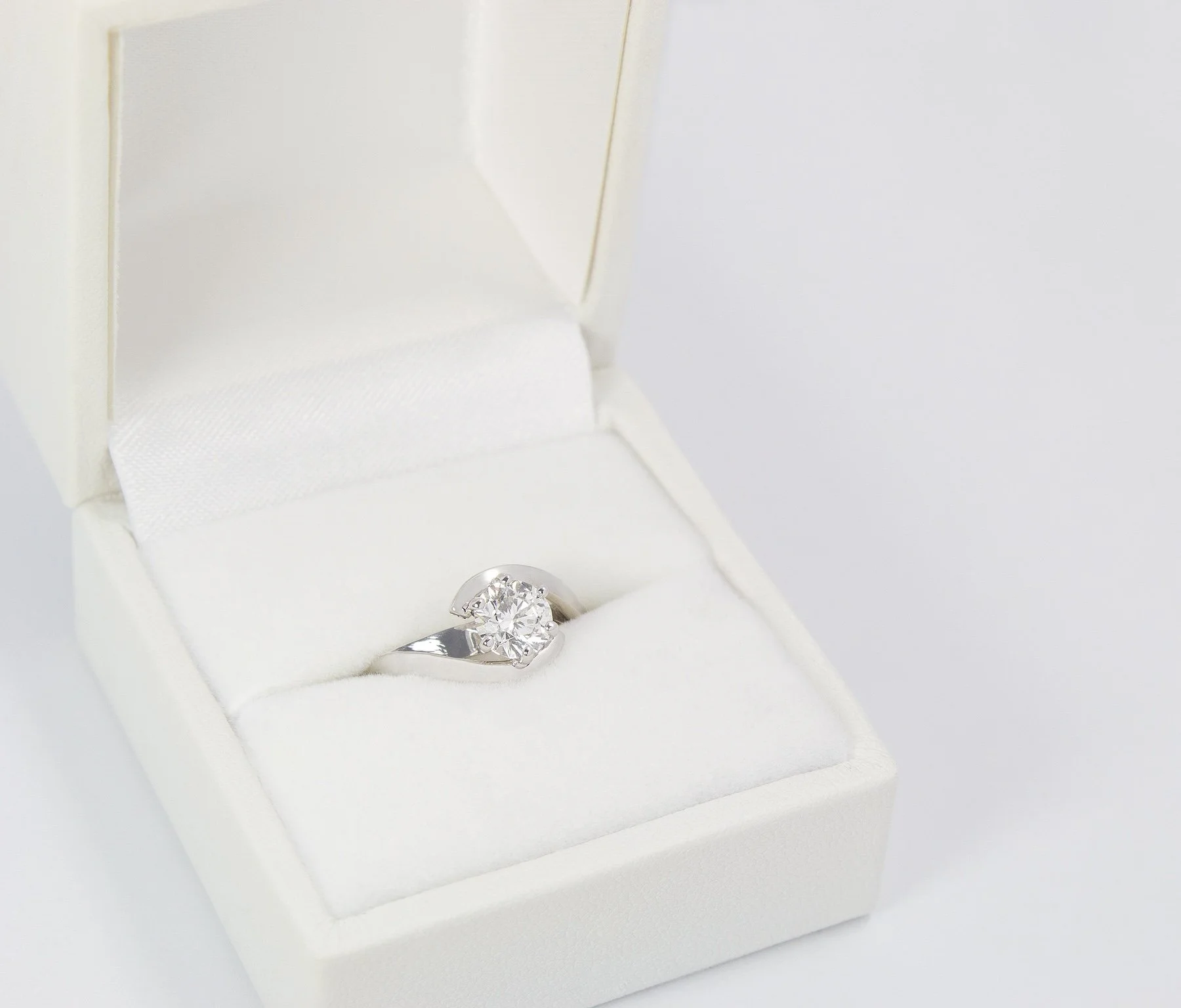 Custom engagement ring, 2017
18ct white gold, diamond