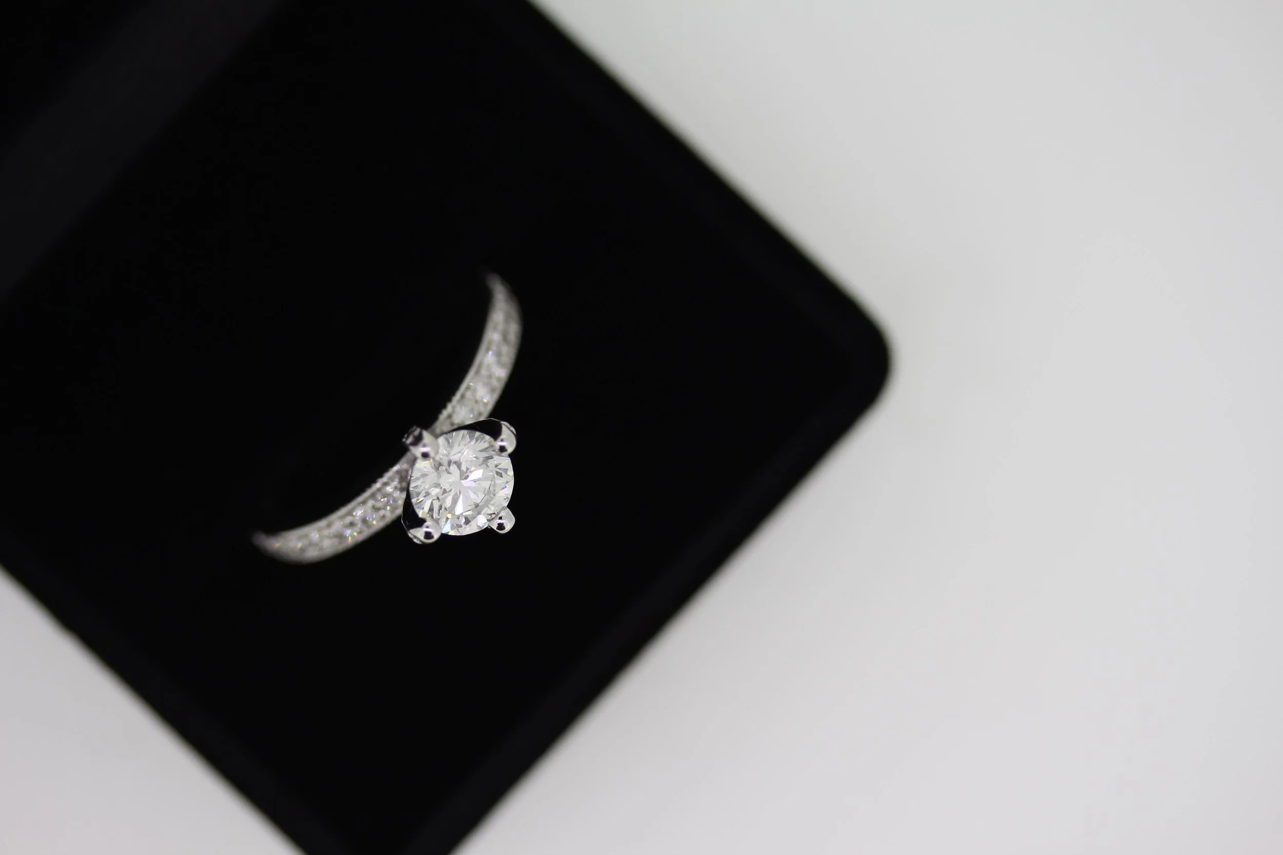 Custom engagement ring, 2019
18ct white gold, diamonds
