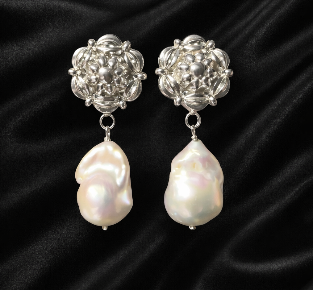 Victorian Button and Pearl Earrings