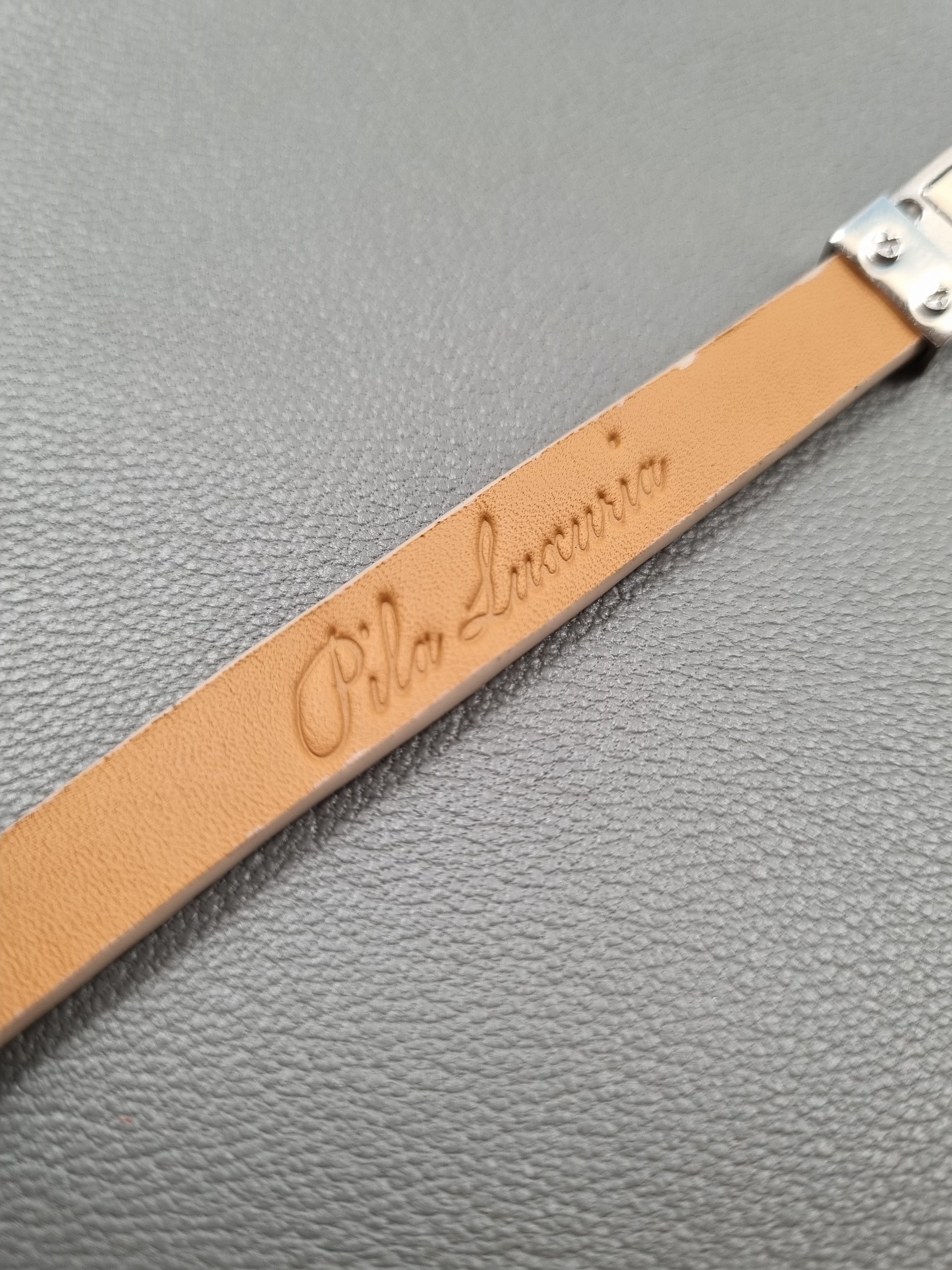 Himalayan crocodile leather bracelet with Pila Luxuria embossing