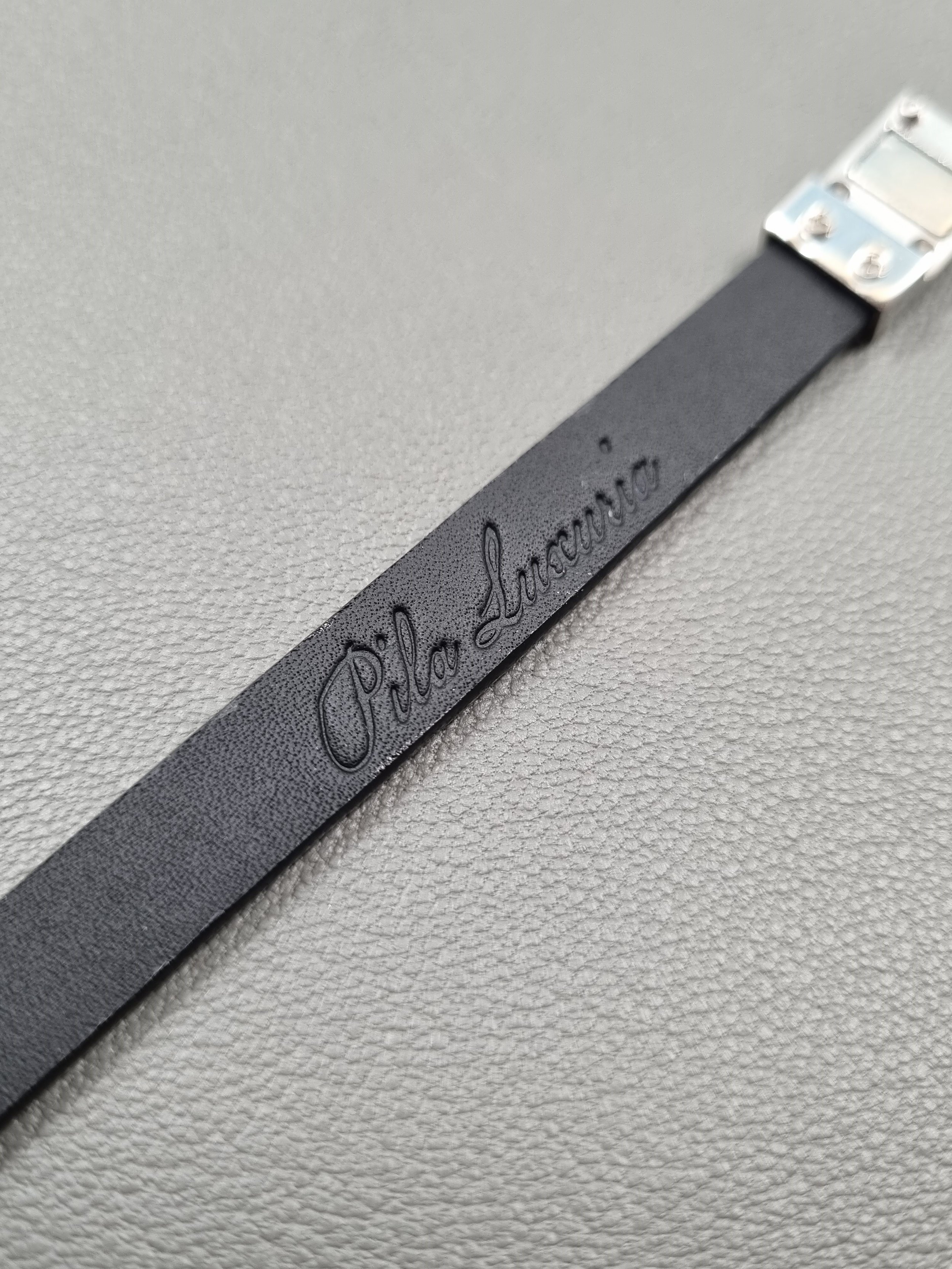Black python leather bracelet with Pila Luxuria embossing