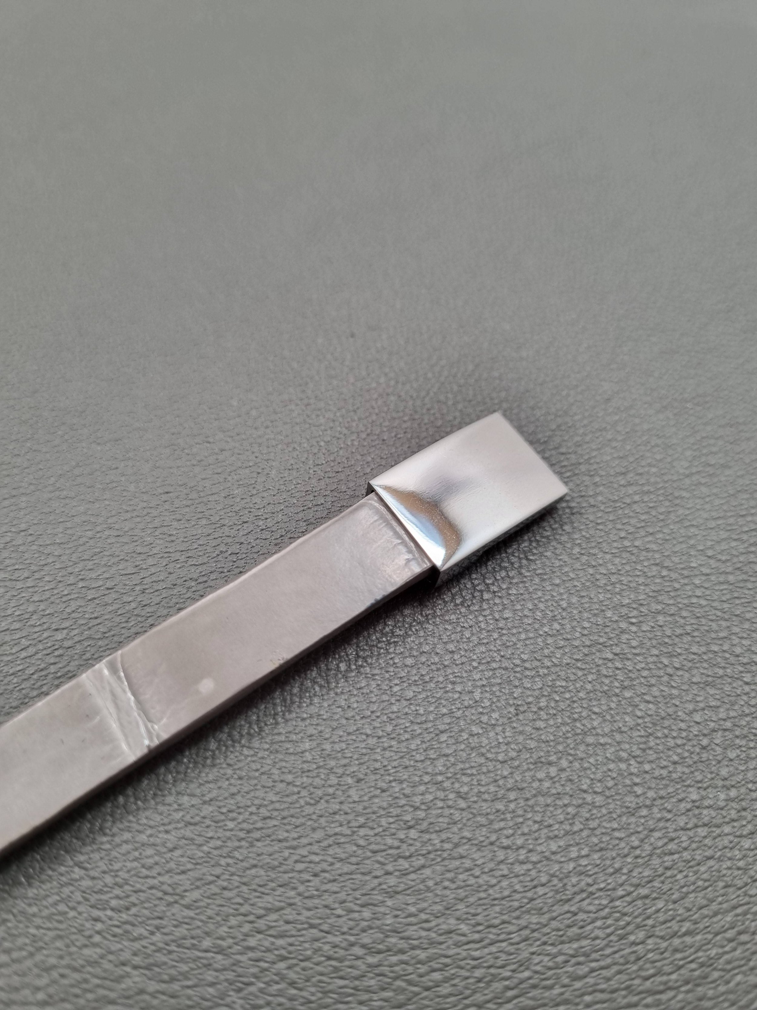 Luxury grey crocodile leather bracelet with silver magnet clasp.