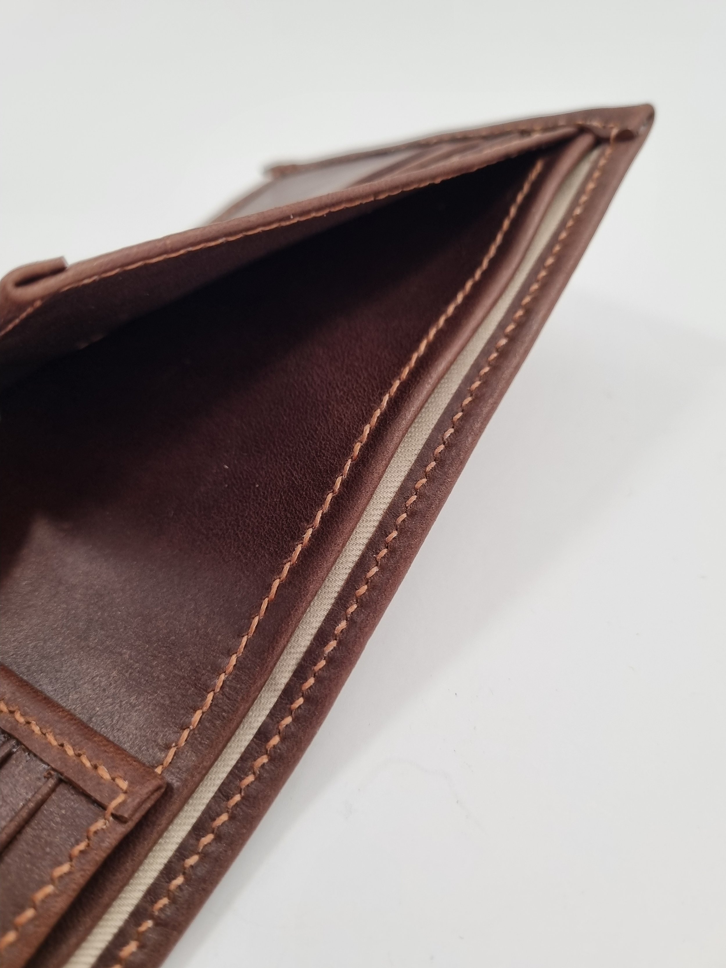 Brown leather wallet with leather pockets