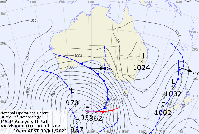 Weather map of Australia
