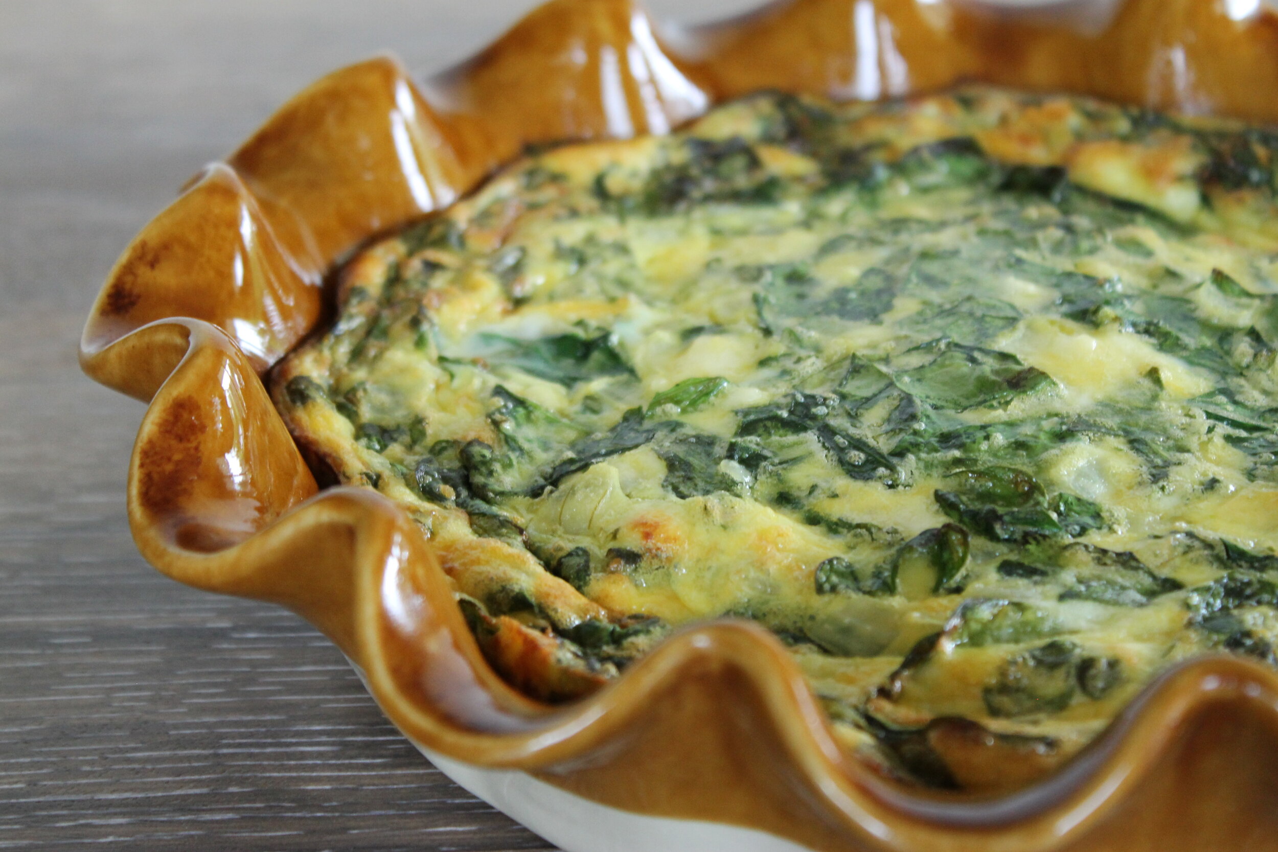 SPINACH FETA CRUSTLESS QUICHE