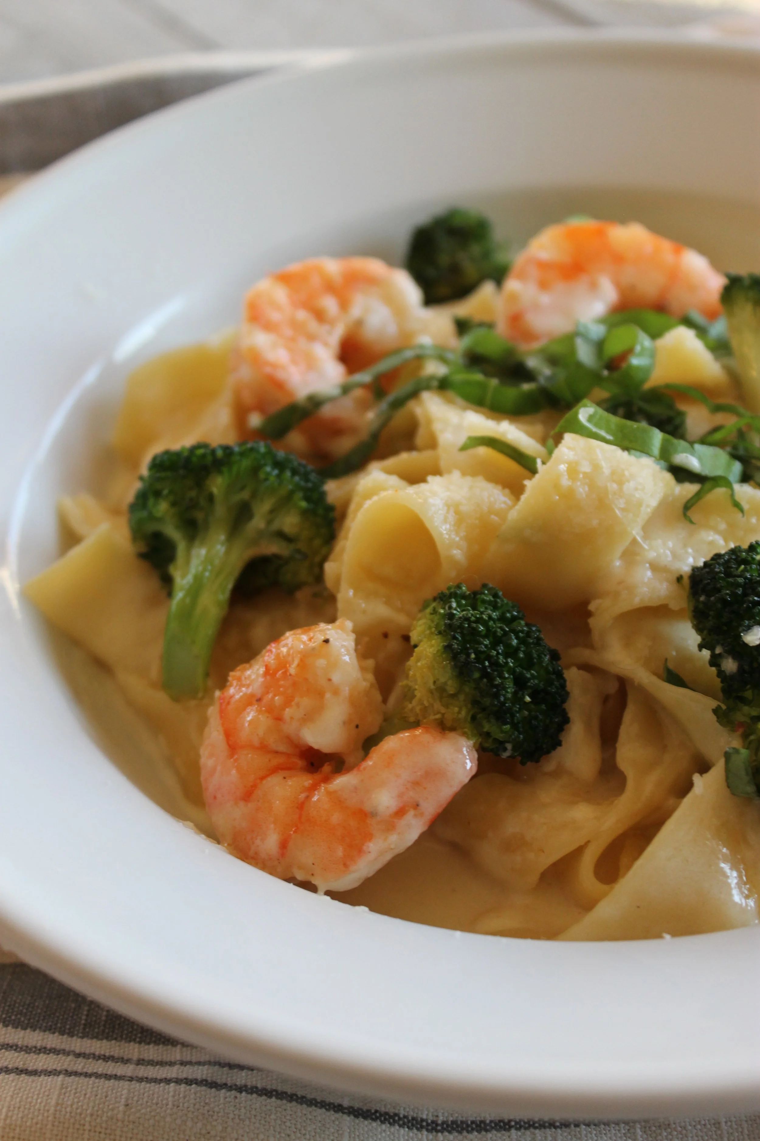 SHRIMP &amp; BROCCOLI ALFREDO