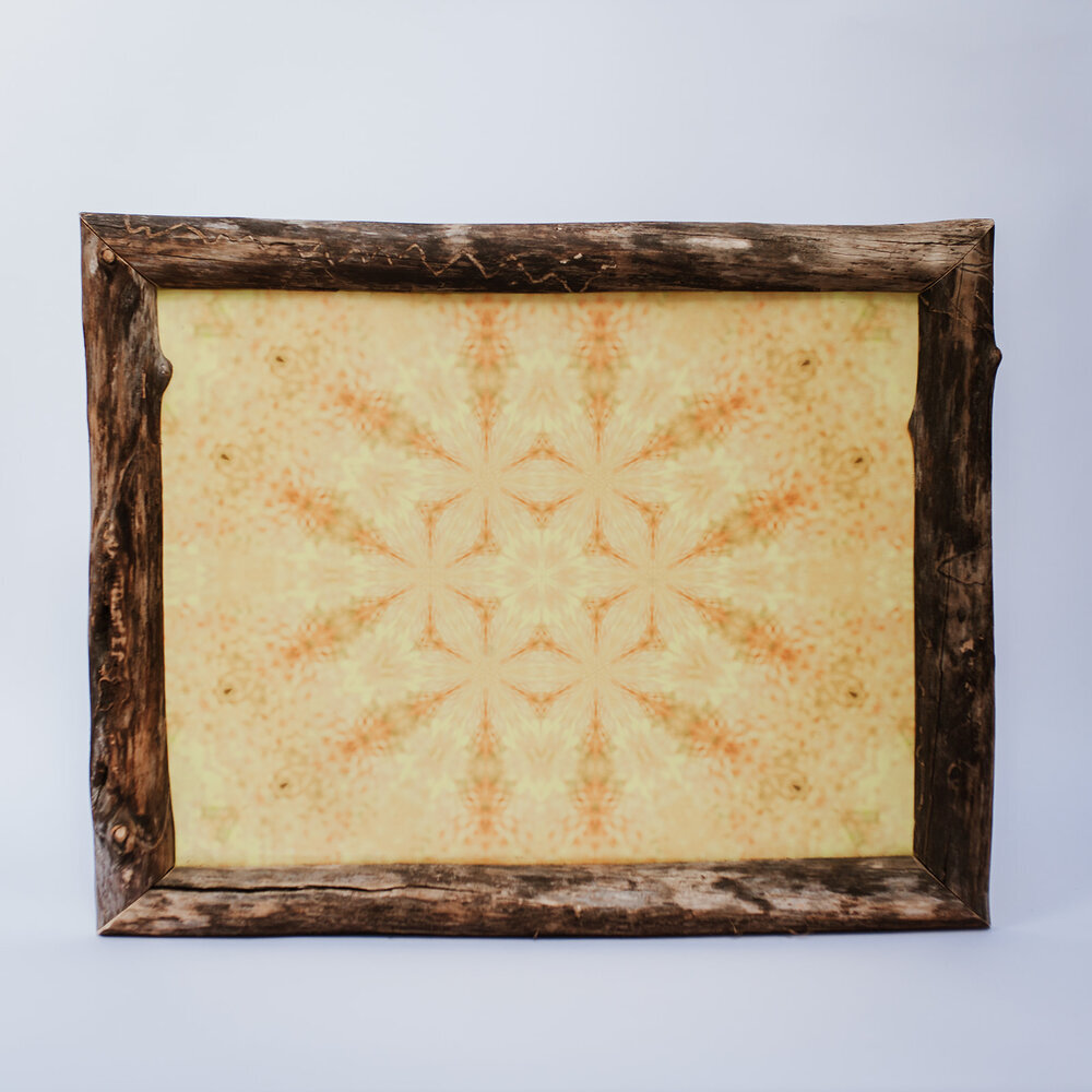sunlit water crystal mandala, 18"×24" framed canvas print
