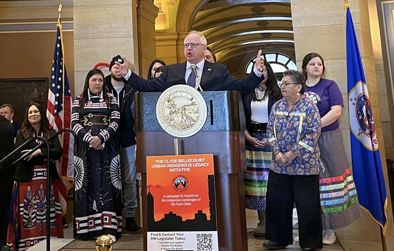 Coalition of urban Indigenous groups gather at Minnesota Capitol to advocate for investments into organizations 