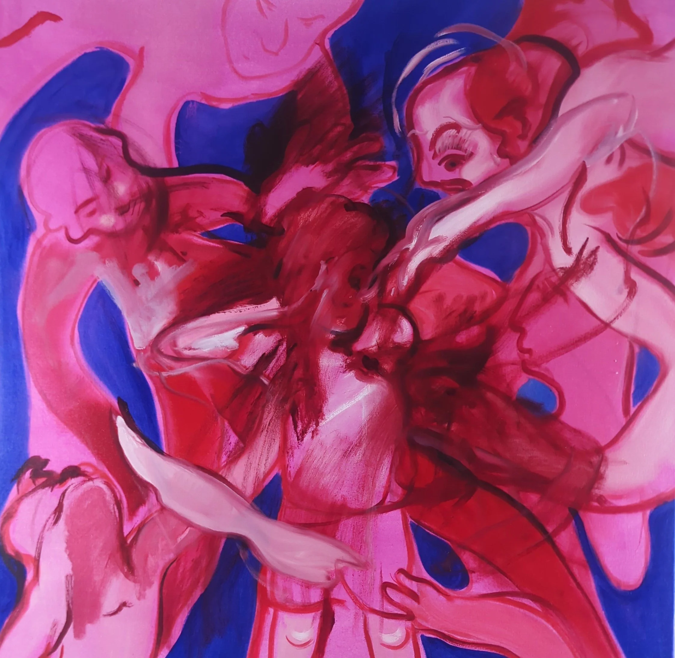 Pink and blue oil painting imagination