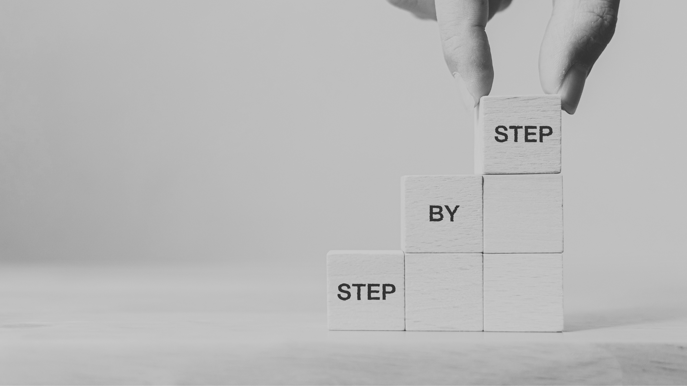 Building blocks labelled step-by-step