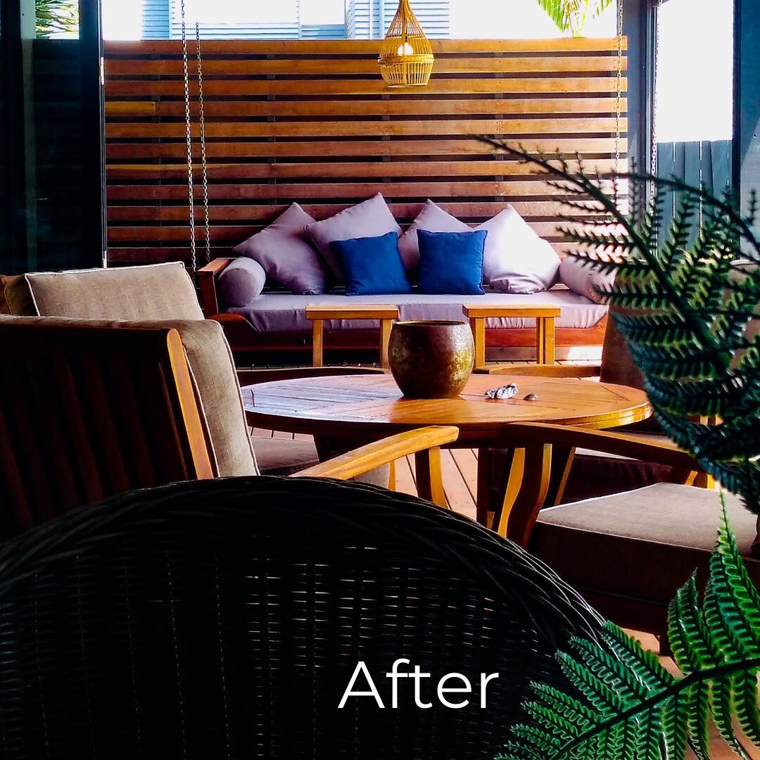 Here is a glimpse of a house I helped to style to sell. One important feature of this magnificent beachfront property was the expansive front deck that overlooked the pool. It originally looked like a share house for hippies (no offence to my flower 