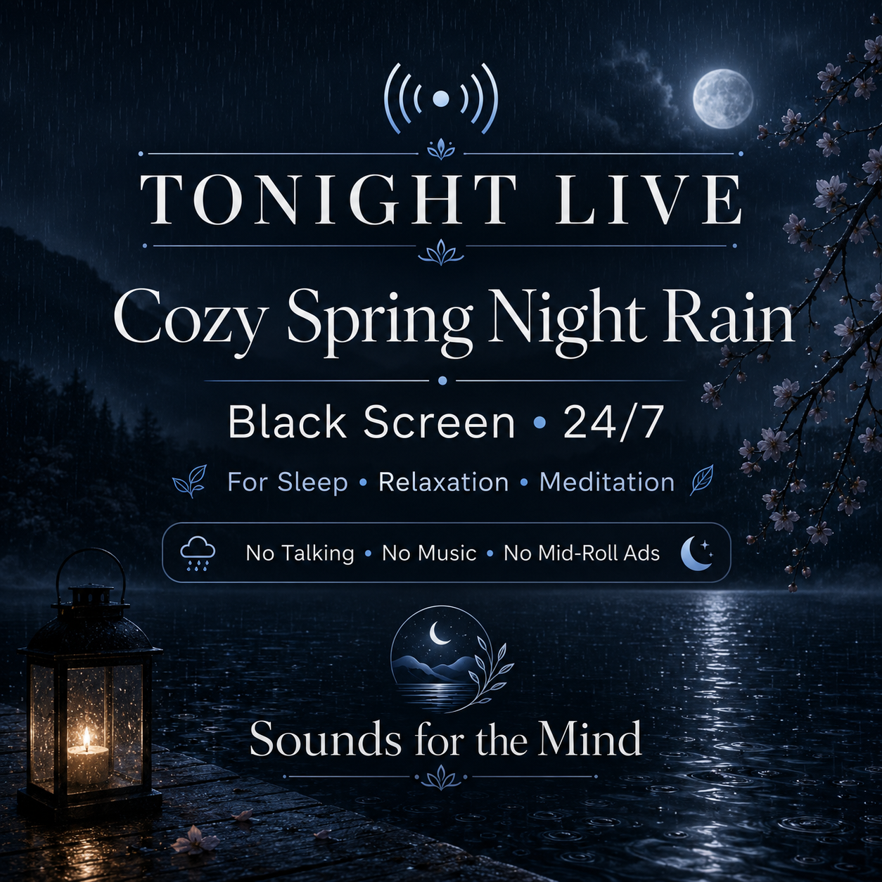 Gentle Night Rain for Sensitive Sleepers — Black Screen, No Ads