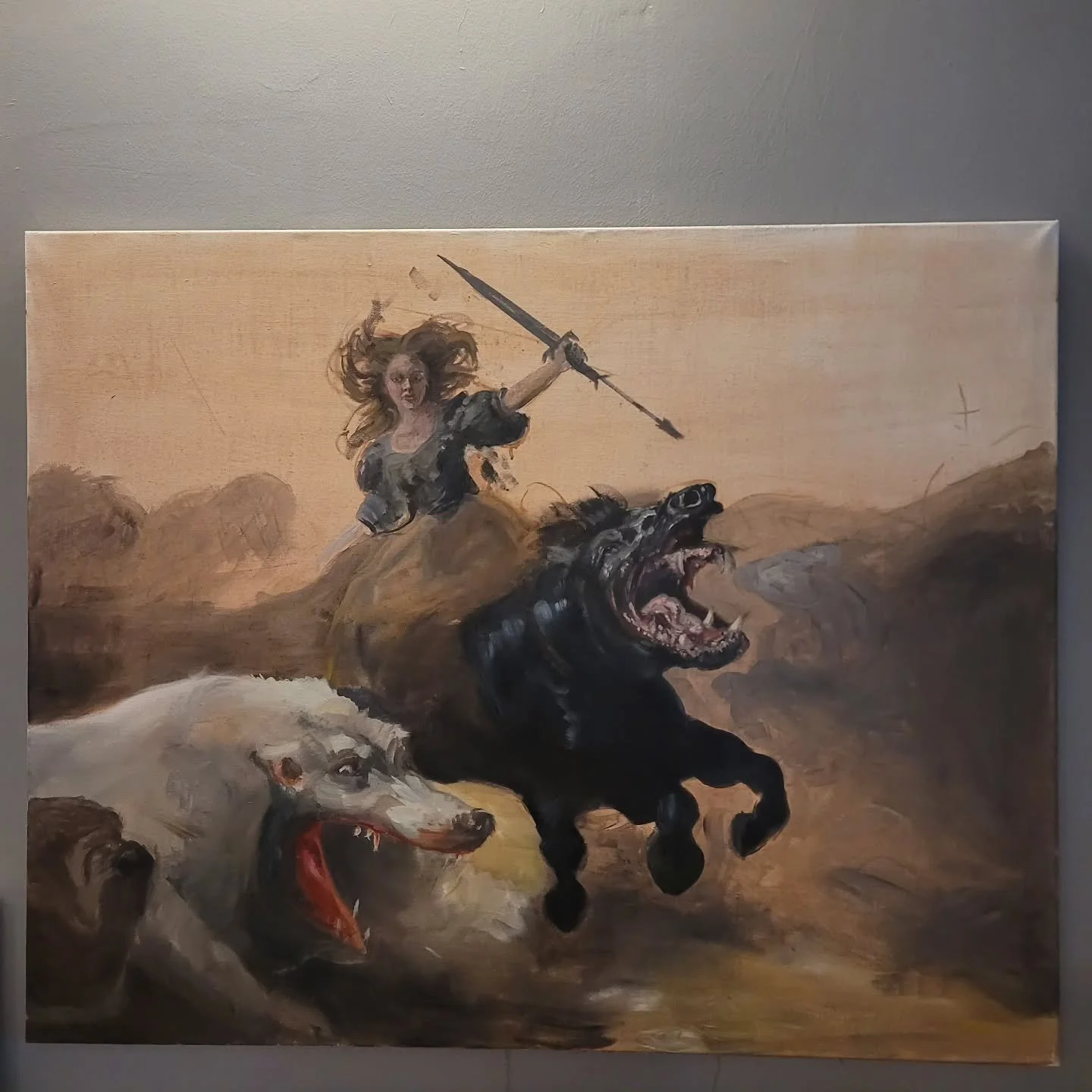 DAYDREAM - prints will soon be available! 

Doing some research in Grimm's collection of old German superstitions and spells.. deep down in our collective subconscious, wild she-wolfes are raging.

#contemporarypainting #archetypes