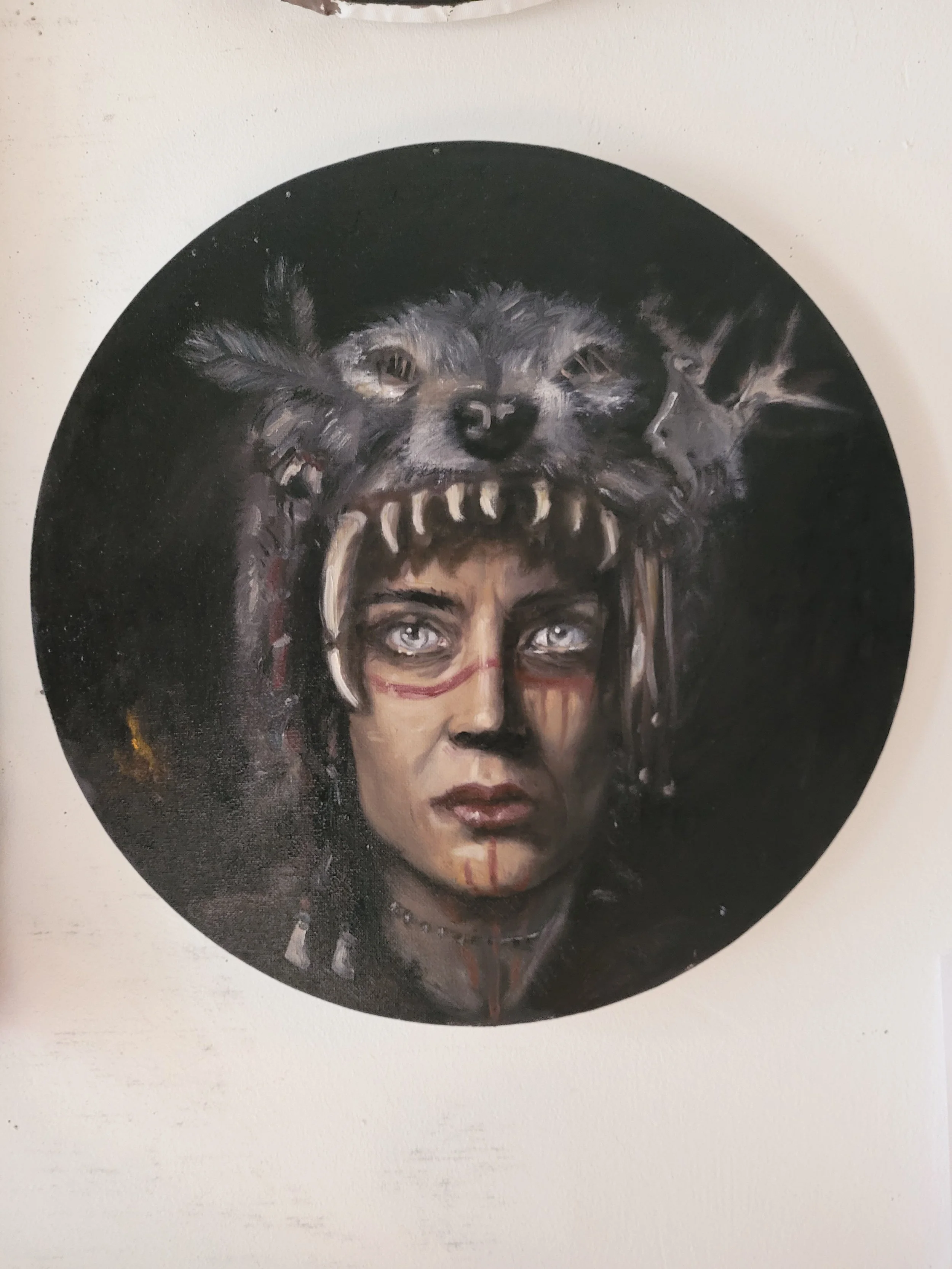 Öil auf Leinwand, portrait der Schamanin von Bad Dürrenberg