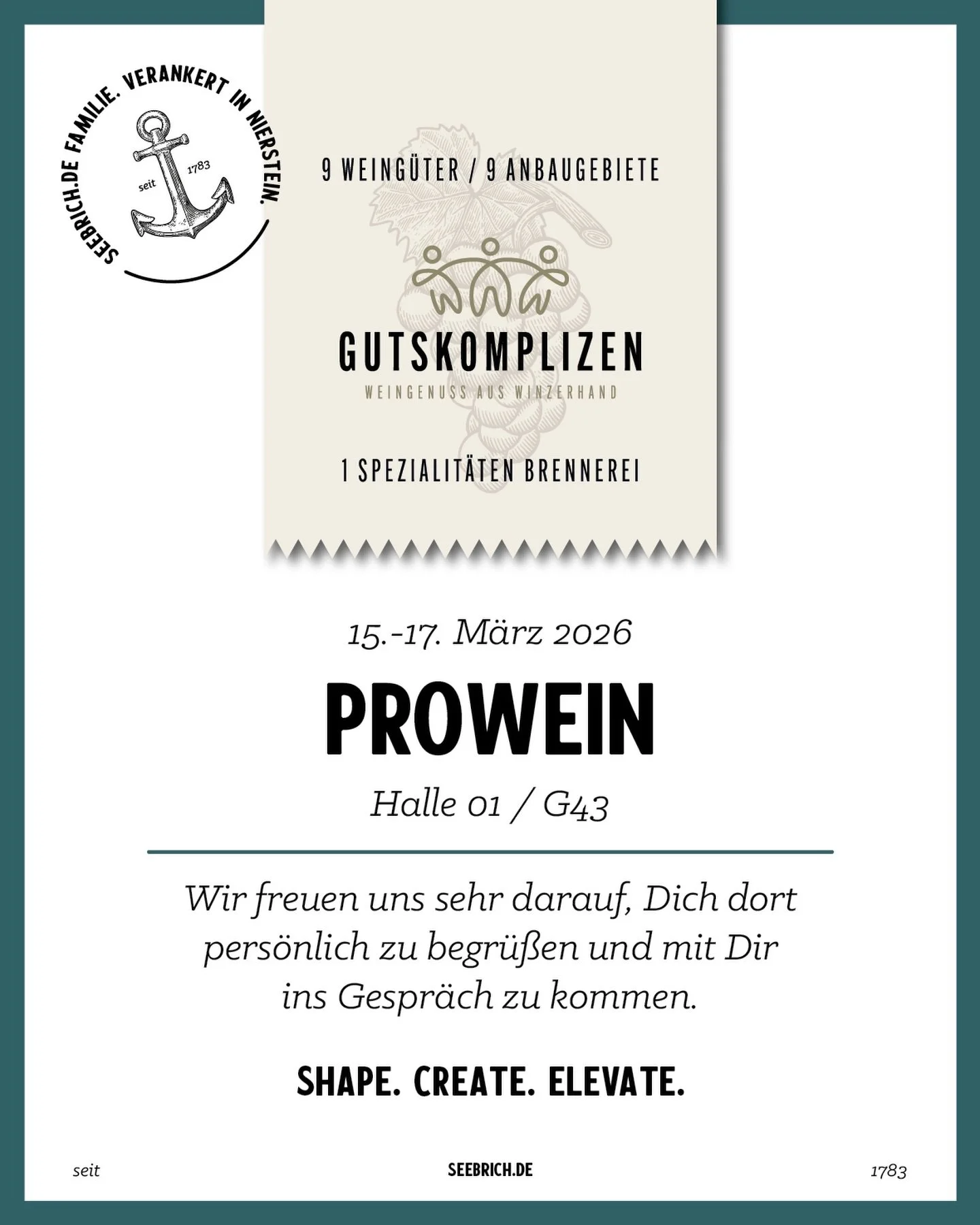 Die Vorfreude steigt!
Wir m&ouml;chten dich herzlich auf die Pro Wein 2026 einladen.
 
Vom 15. bis 17. M&auml;rz 2026 sind wir auf der weltweit gr&ouml;&szlig;ten Weinmesse in D&uuml;sseldorf f&uuml;r dich da.
📍 Du findest uns bei den Gutskomplizen 