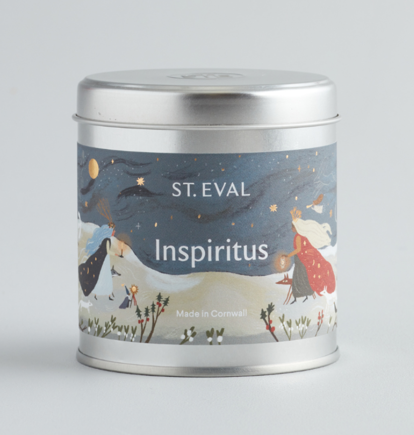Vela De Pilar Medio Sumergida En Oro Inspiritus De St Eval - Aroma A Especias, Hecha En Cornualles, Perfecta Para Navidad