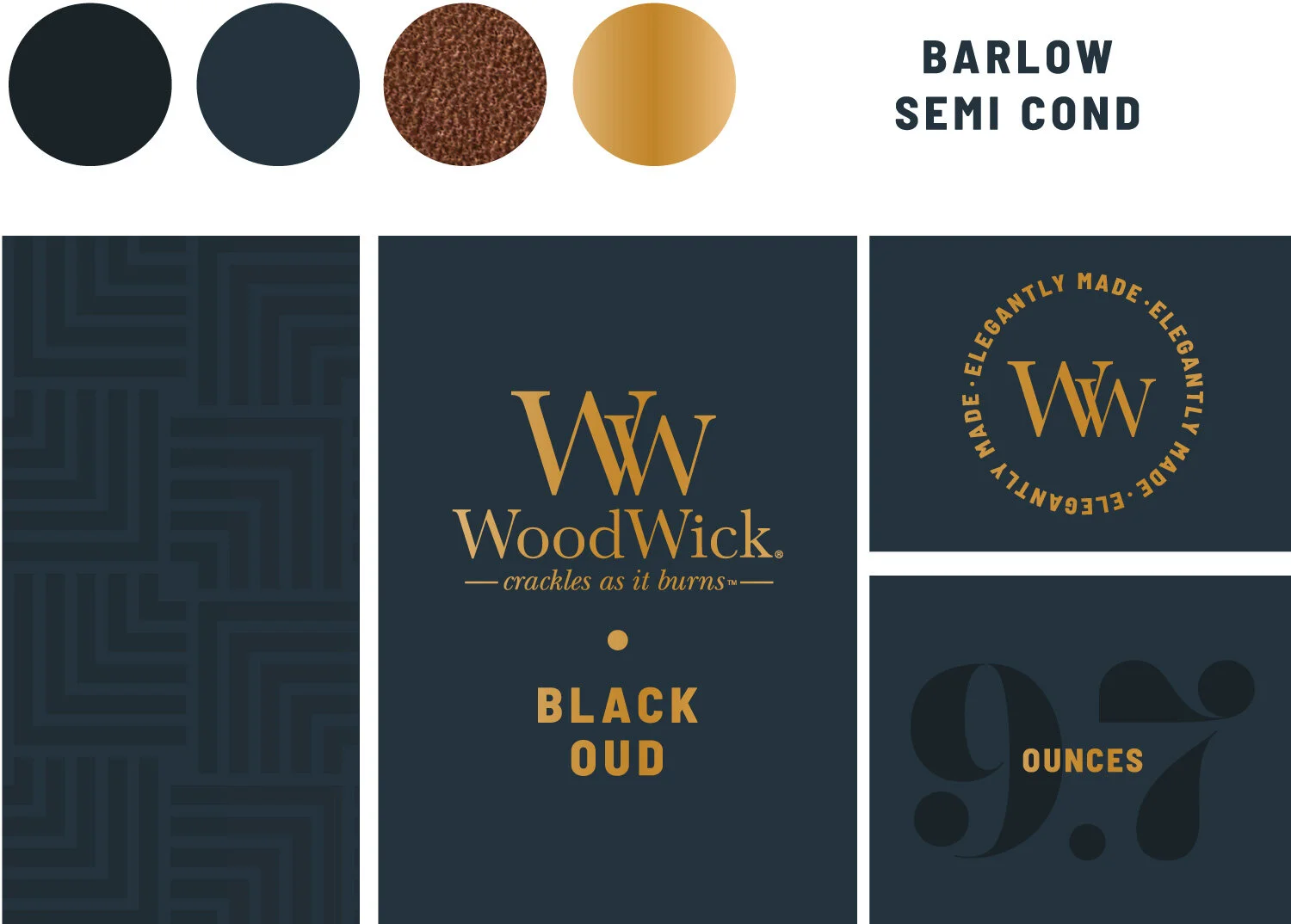 Concept One For this concept, I suggested the packaging to be flooded with a matte deep navy color. A modern, geometric pattern would overlay the packaging as a spot vanish. With touches of gold placed throughout the packaging, along with a badge th…