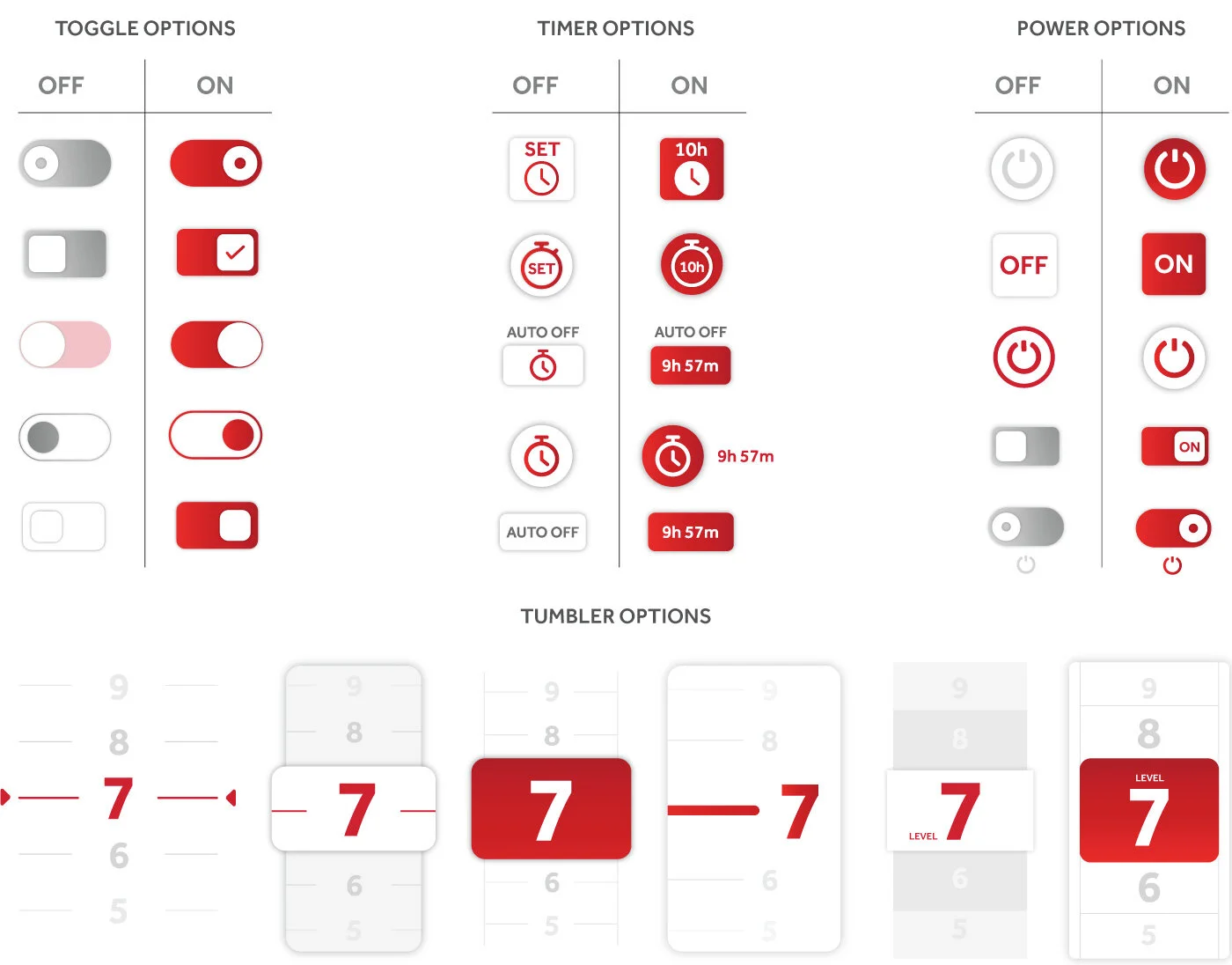 App Exploration I explored different elements throughout the app including toggles, icons, buttons and tumblers.