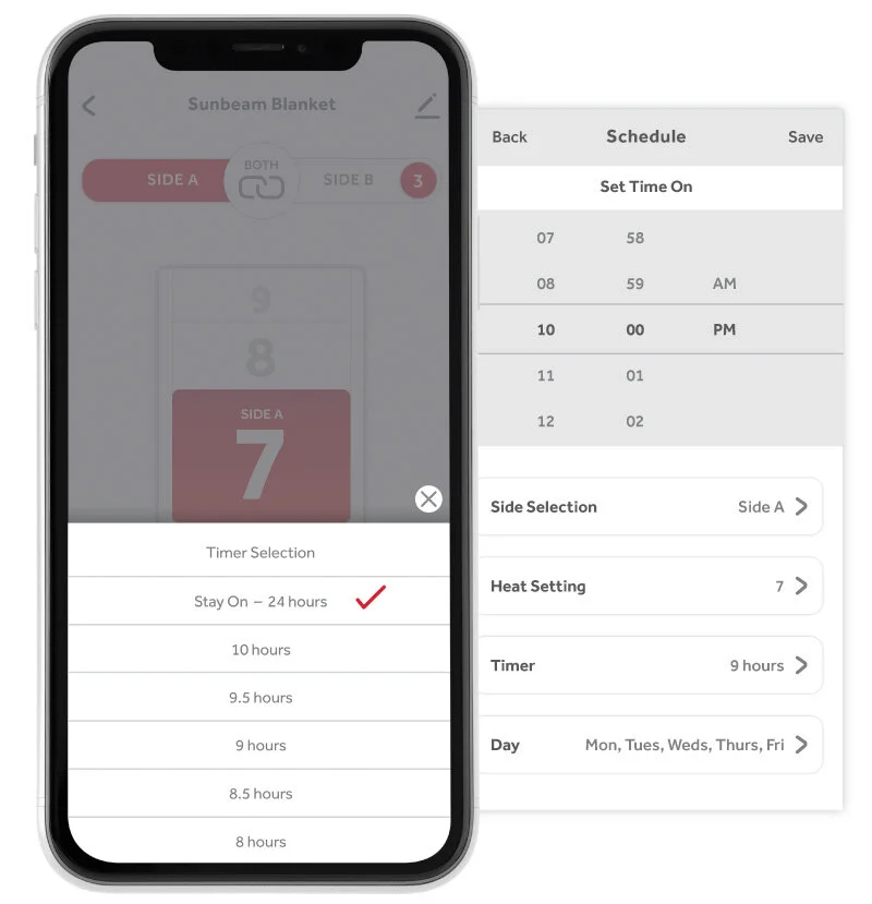 Timer From the home screen you can adjust the timer for auto-off. You can also adjust timer and other settings within the schedule page.
