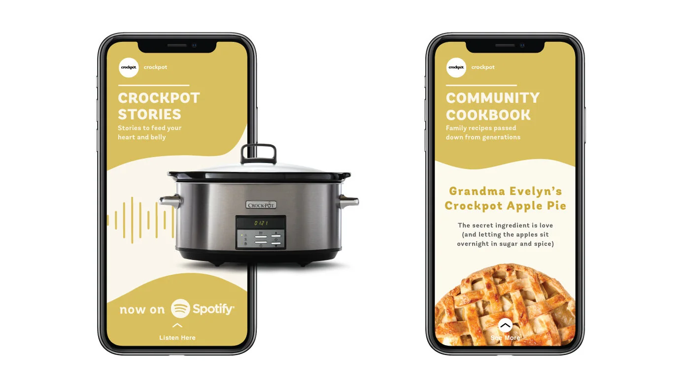 Creating User Engagement Events where the consumer can interact and learn is key. We developed two different ideas for events: a podcast where heart filling recipes are sent in by listeners and a community cookbook where you can search or create uni…