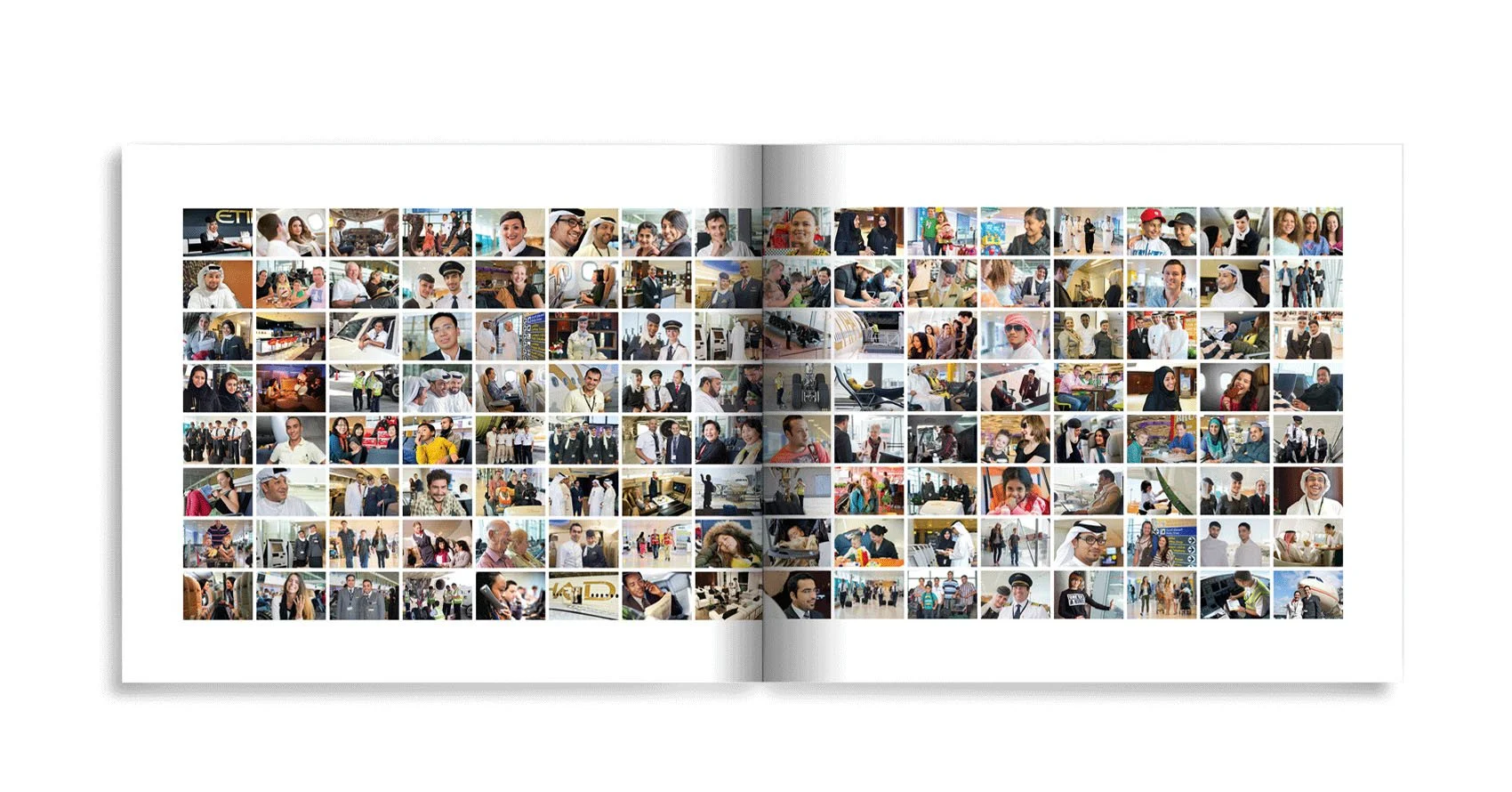 Etihad print design for anniversary book spread