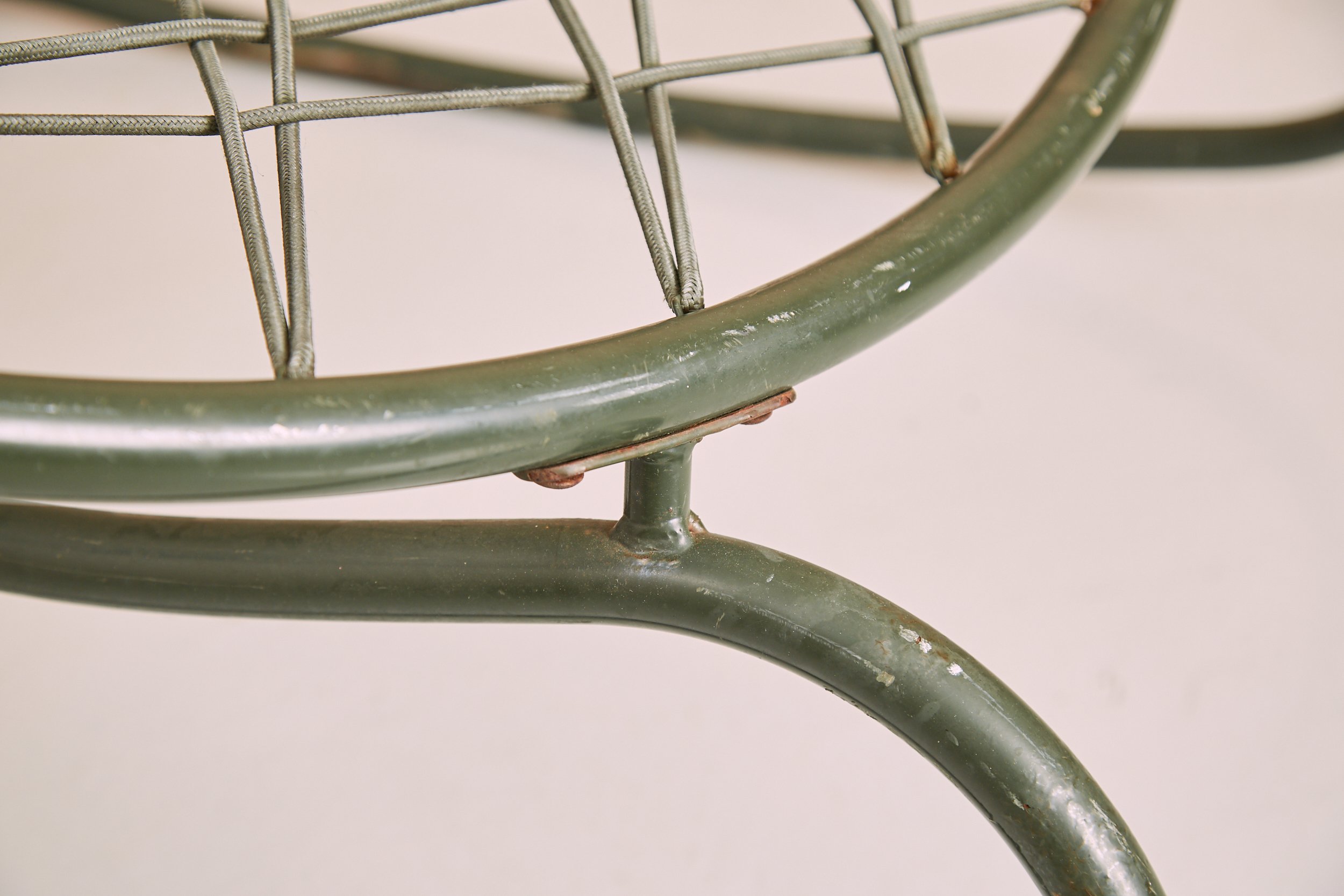 Vintage Ikea Niels Gammelgaard Axvall Rocking Chair Green tubular steel bungee cord