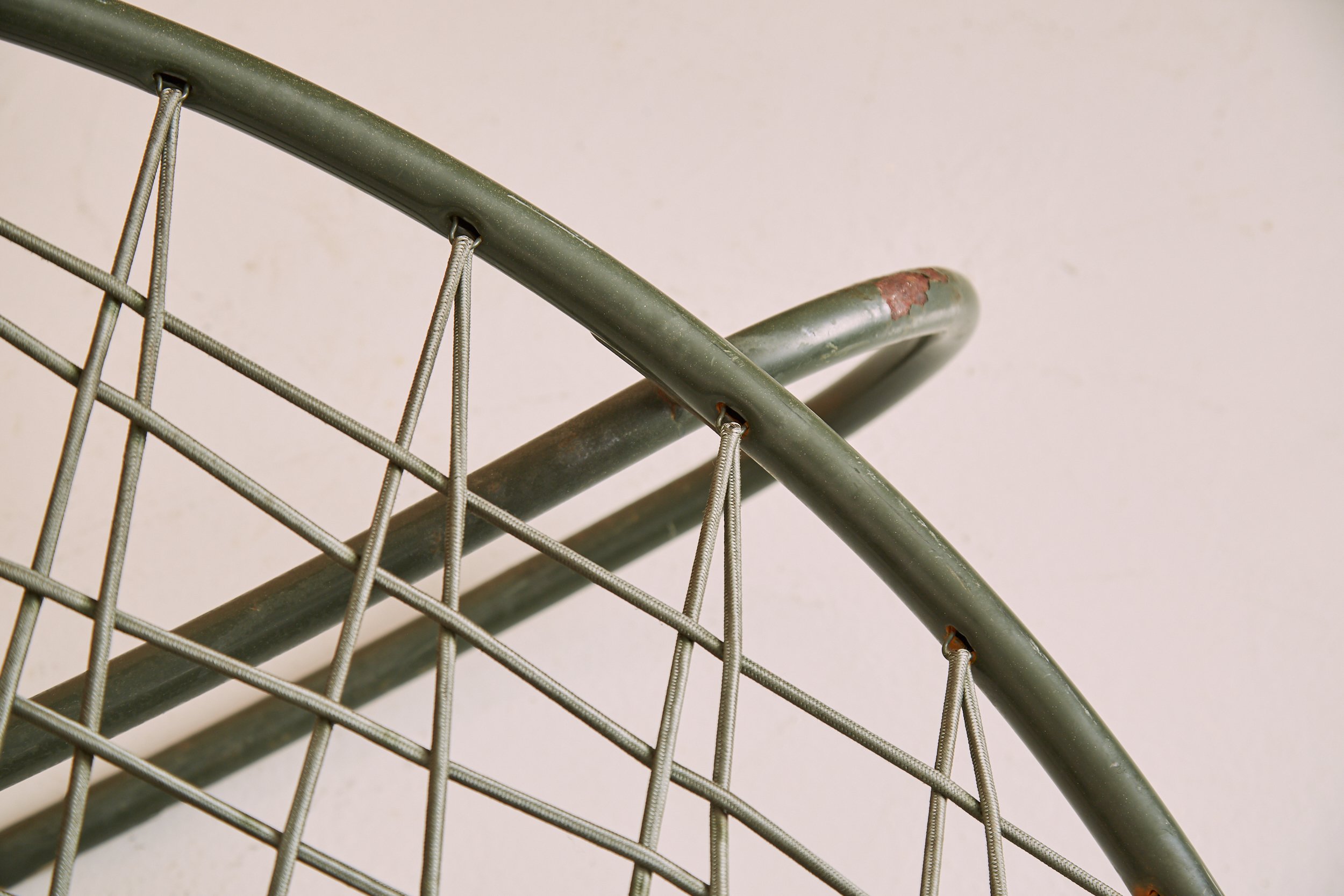 Vintage Ikea Niels Gammelgaard Axvall Rocking Chair Green tubular steel bungee cord