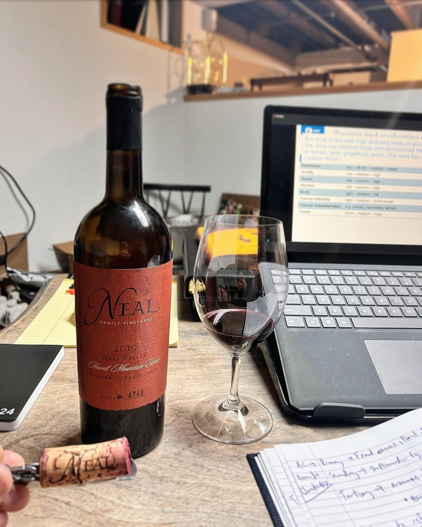Going back to school with the @americanwineschool and @wsetglobal to finally earn my WSET 2 Certification in Wine. What better way to hit to books than with a glass of the 2019 Howell Mountain Estate Cabernet Sauvignon from @nealvineyards alongside f