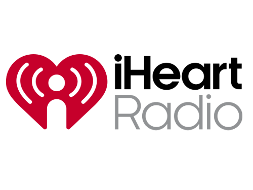  iheartRadio logo with red heart and black radio waves next to the word 'Radio' in gray.