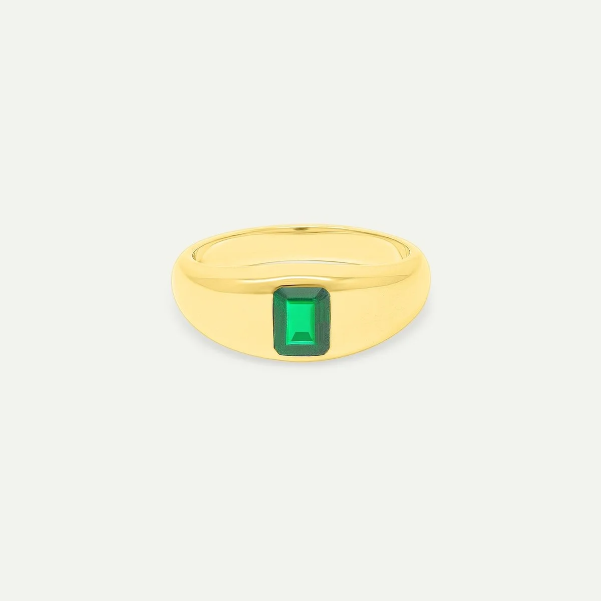 Yellow gold modern bespoke engagement ring with emerald-cut zambian emerald EDXU bespoke jeweller London