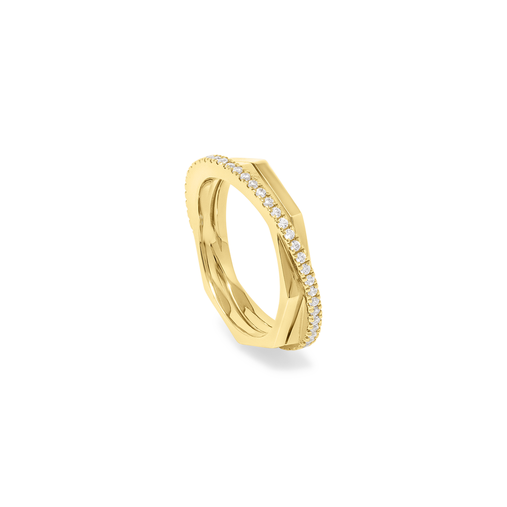 EDXU London product photo of Halo Ring in 18k yellow gold vermeil with white diamonds pave