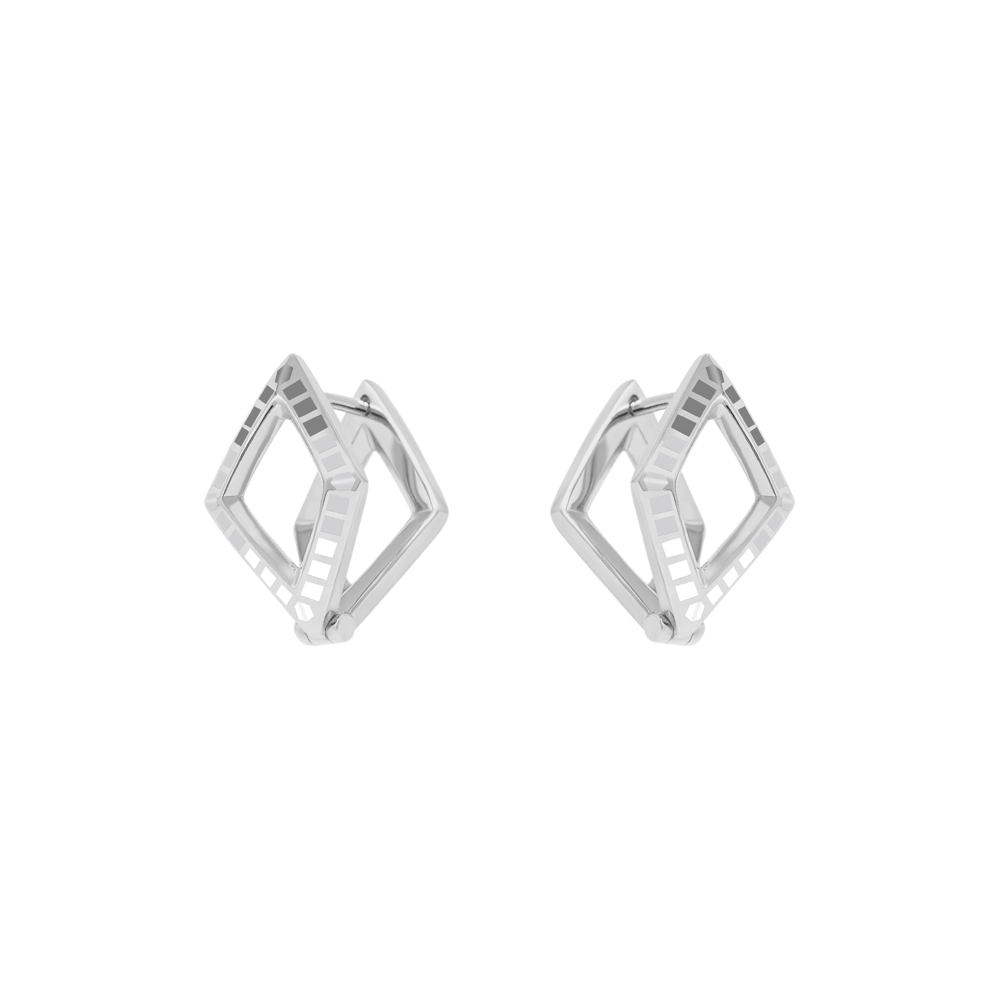EDXU London product photo of Hunter Earrings in rhodium plated silver with with hand-painted enamel