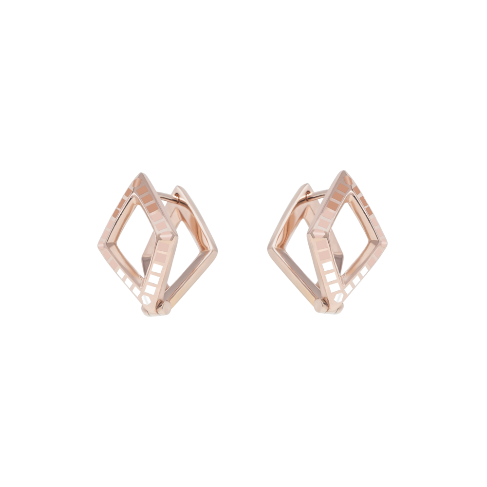 EDXU London product photo of Hunter Earrings in 18k rose gold vermeil with with hand-painted sunset enamel
